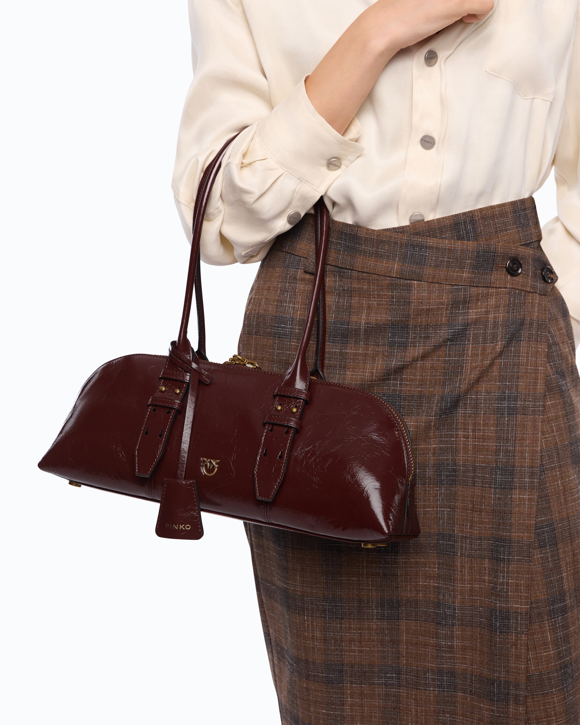 Pinko Escape Bag Horizontal torebka skórzana U błyszcząca