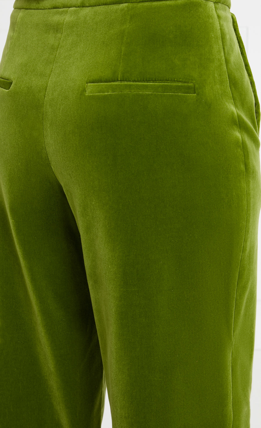 Temperley London Clove Velvet Waisted Trousers spodnie chartreuse wysoki stan