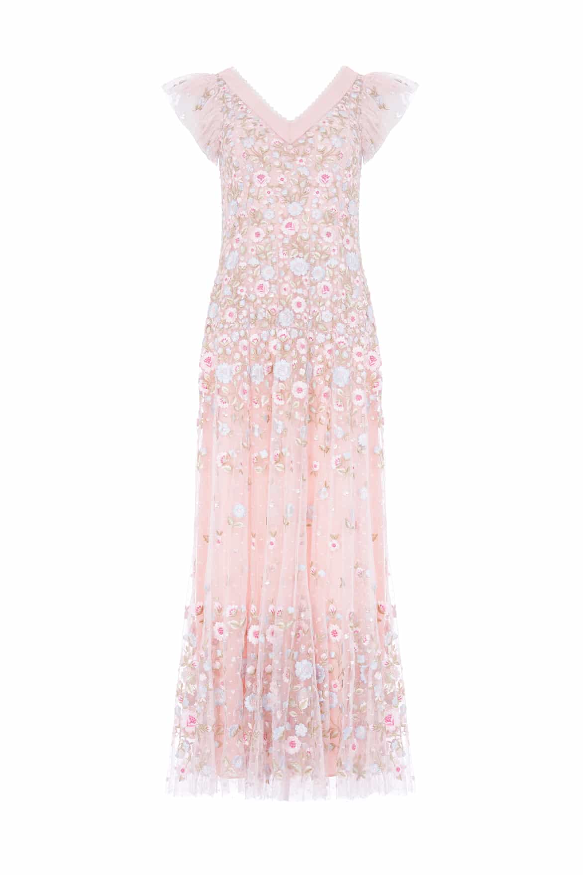 Needle & Thread Ethereal Blooms Ankle sukienka wieczorowa Pink haft