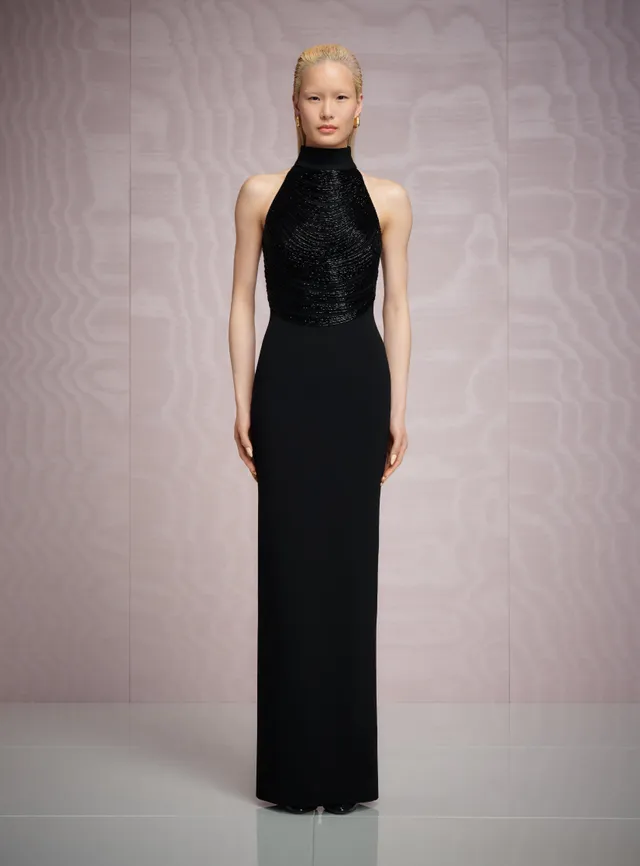 Solace London Portia sukienka maxi czarna bez rękawów