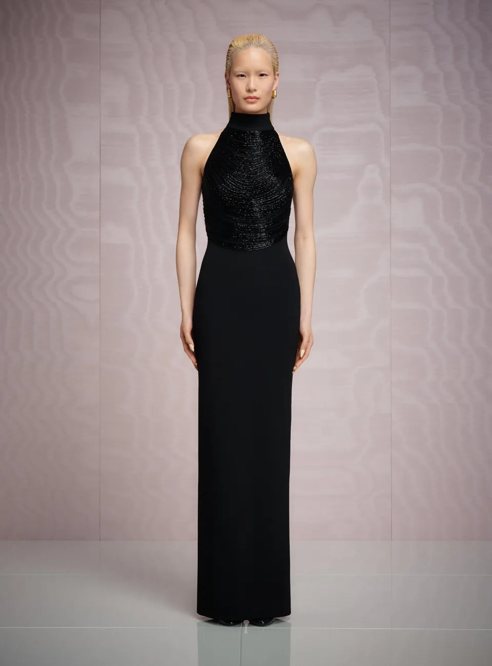 Solace London Portia sukienka maxi czarna bez rękawów