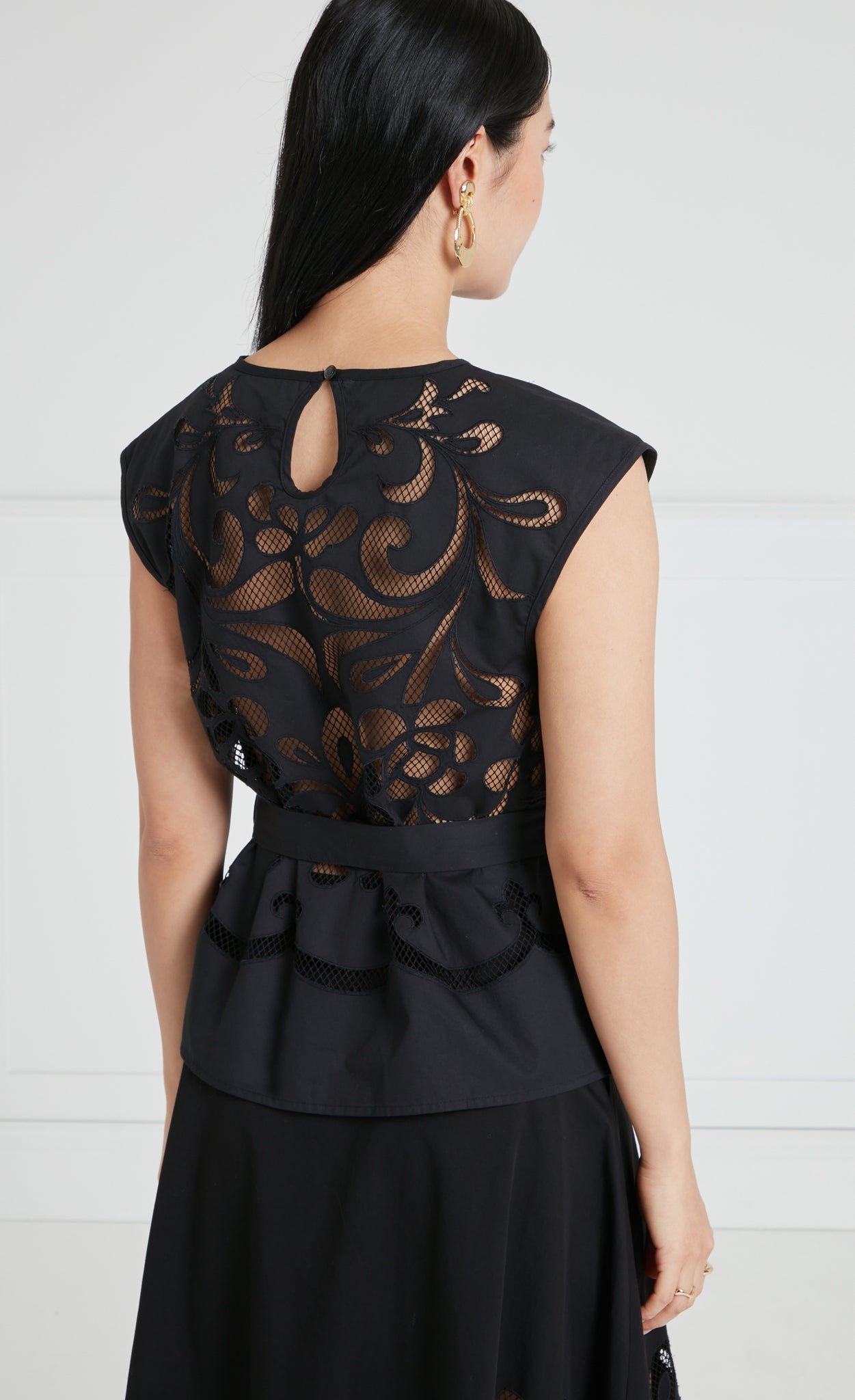 Temperley London Nelle top bawełniany czarny