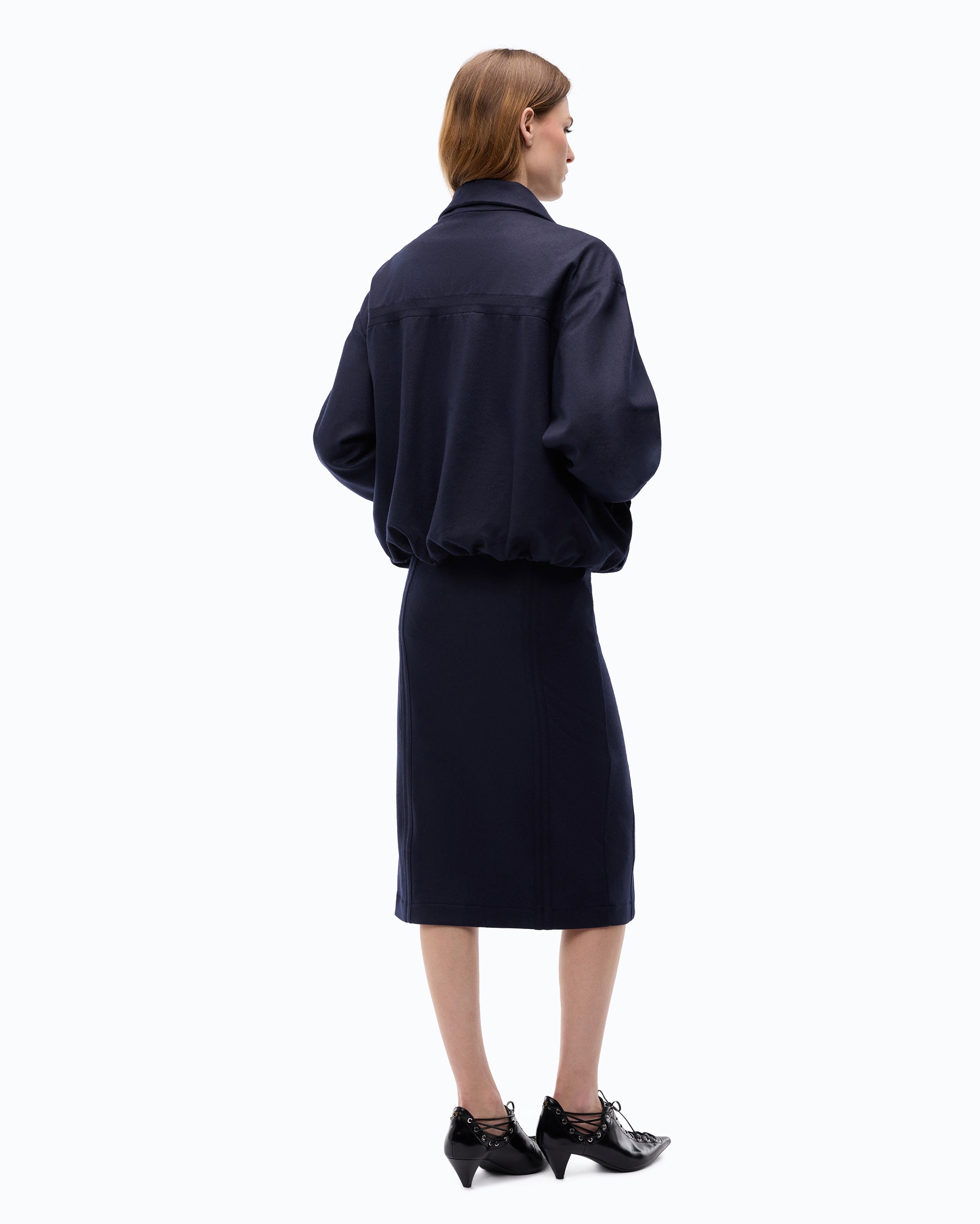 Pinko bomberka flanelowa niebieska oversize wełna