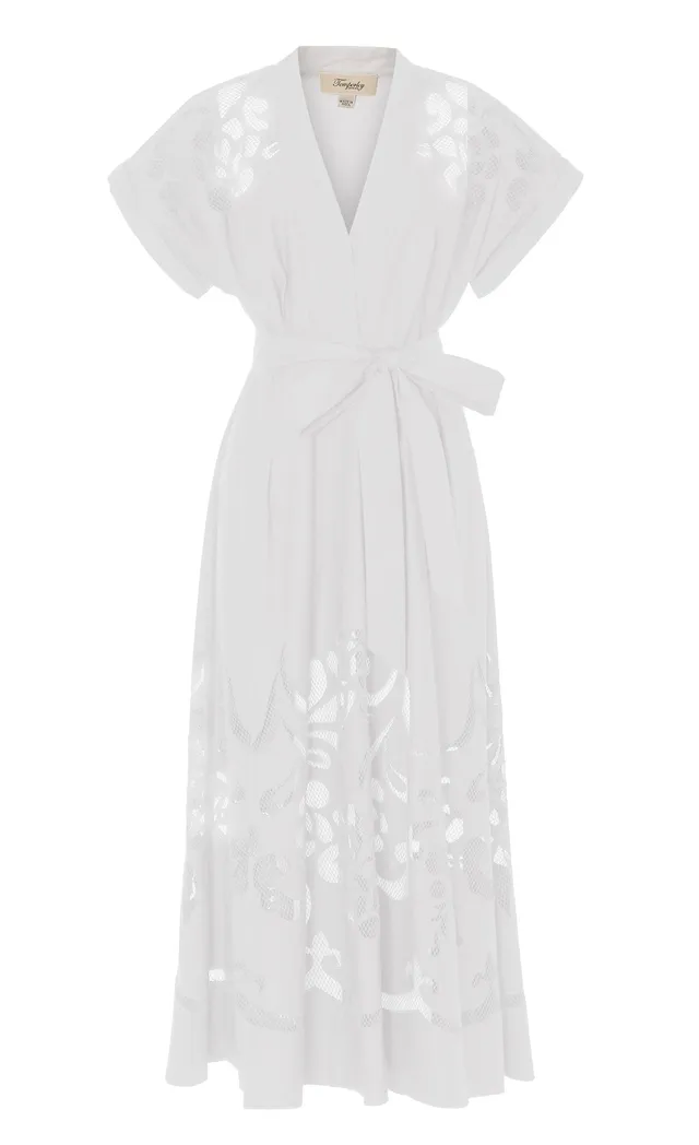 Temperley London Nelle Dress sukienka biała midi haft