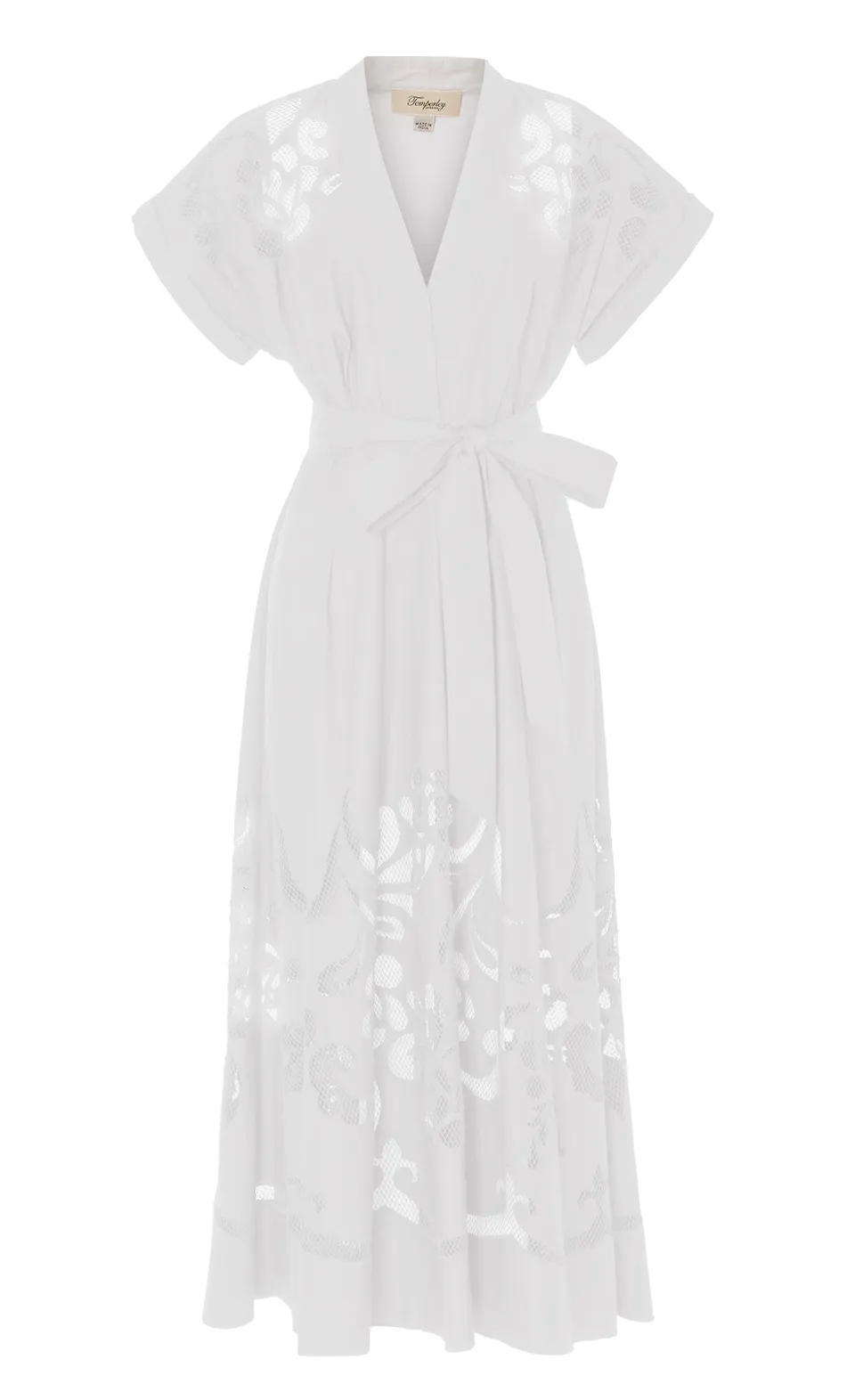 Temperley London Nelle Dress sukienka biała midi haft