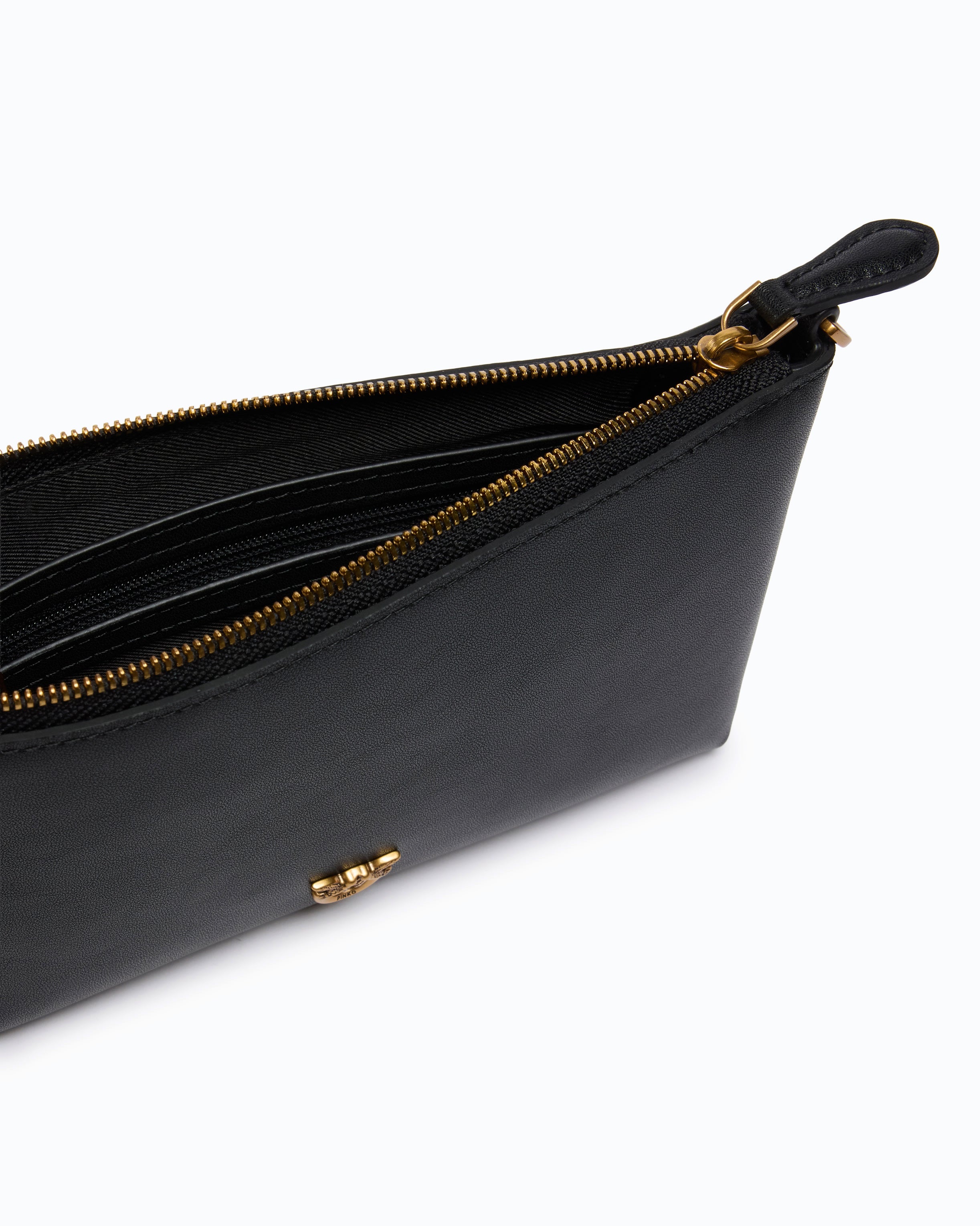 Pinko Flat Mini kopertówka skórzana czarna
