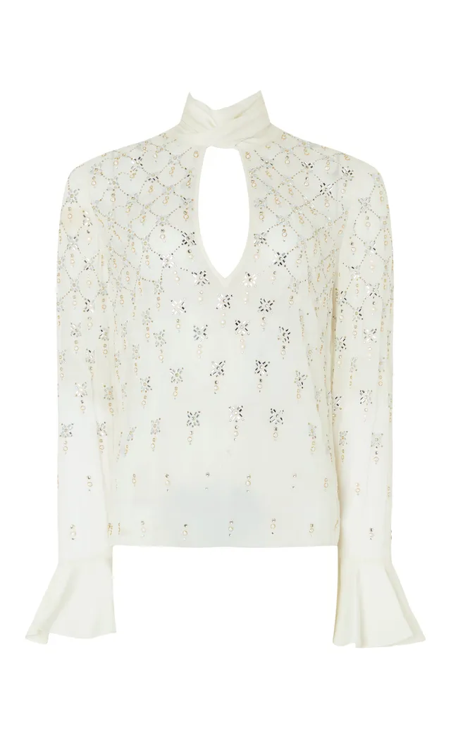 Temperley London Gallantry Blouse bluzka Ivory kryształki