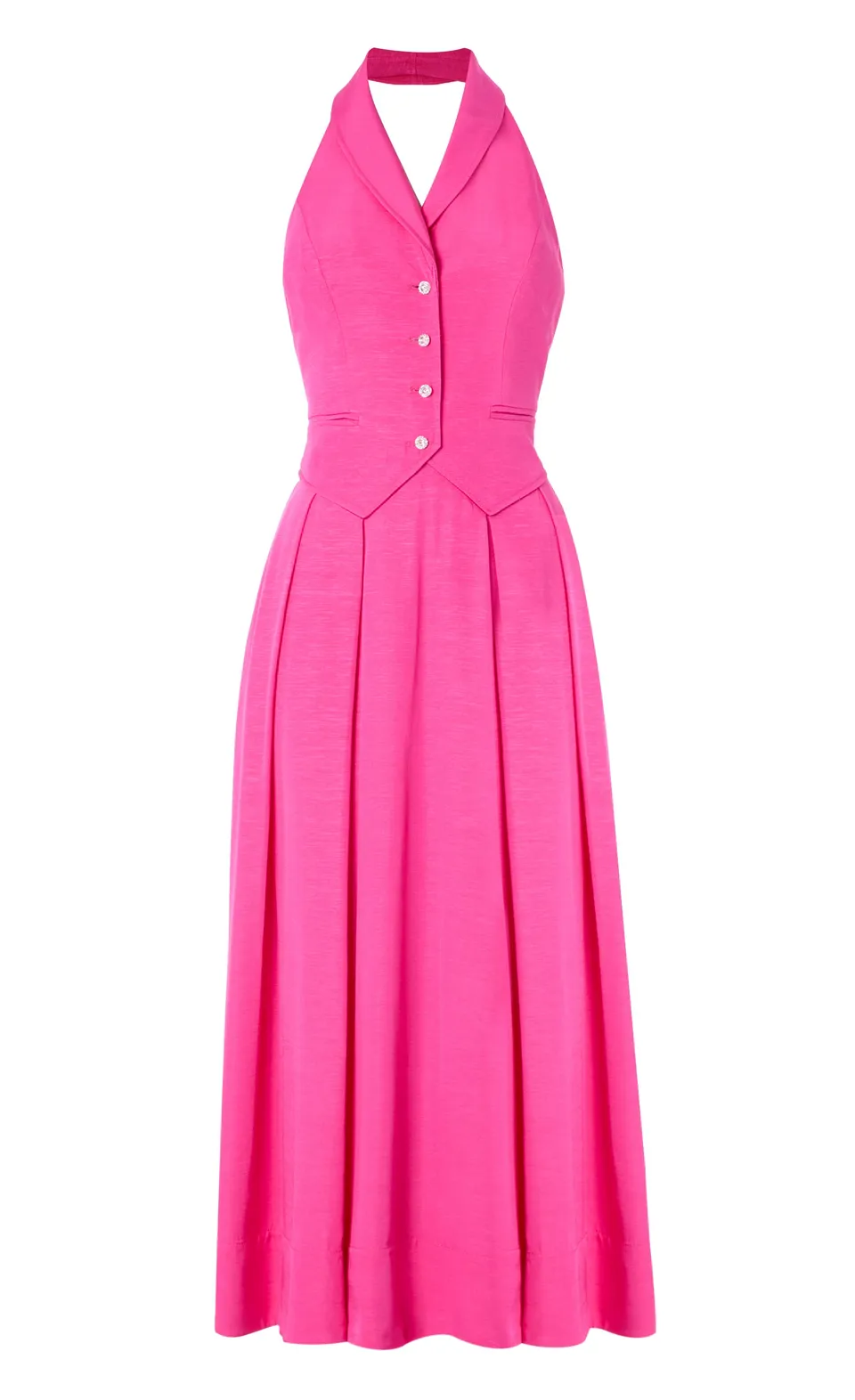 Temperley London Elodie sukienka halter Fuchsia Pink midi