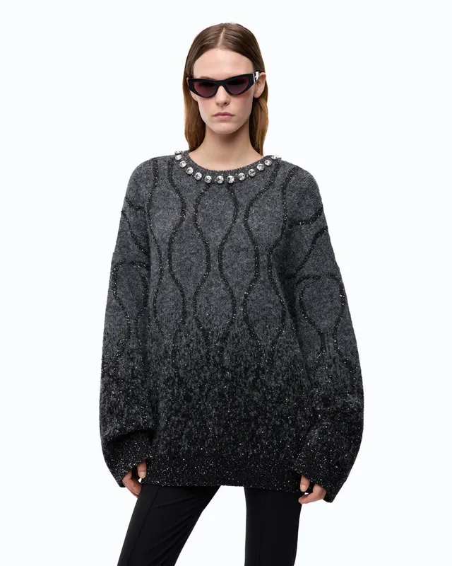 Pinko Renault sweter czarny z cekinami