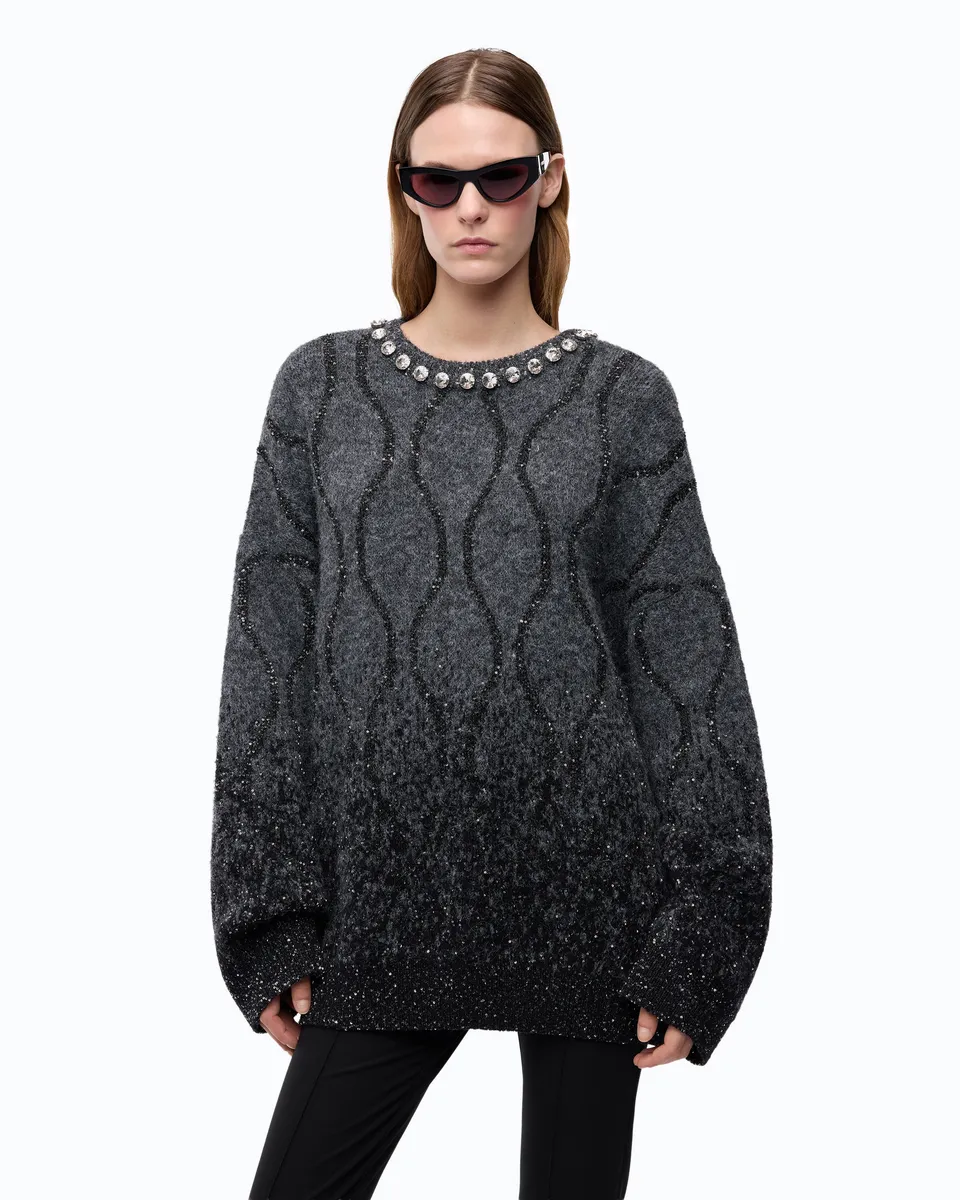 Pinko Renault sweter czarny z cekinami