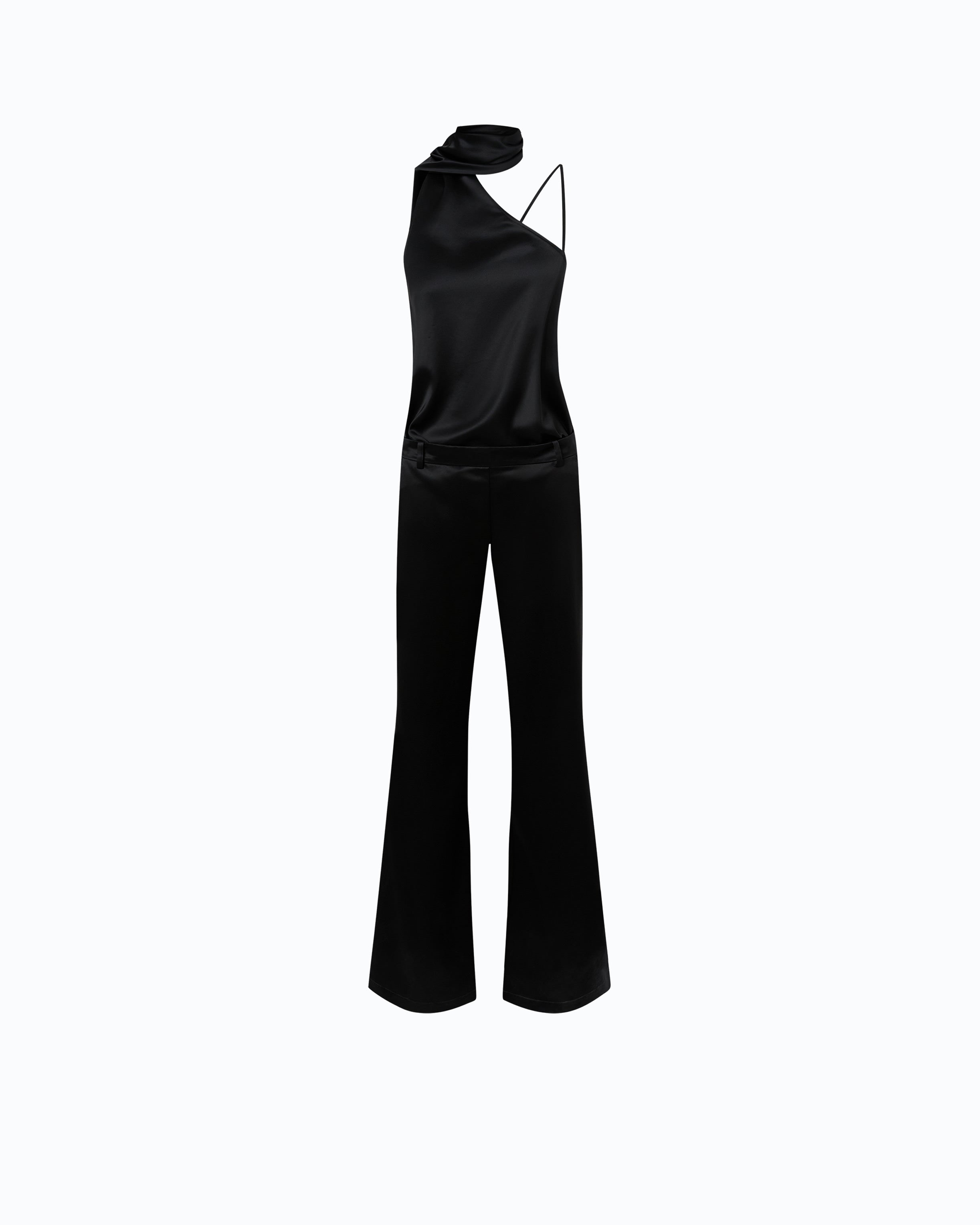Pinko Audi Jumpsuit kombinezon czarny satynowy