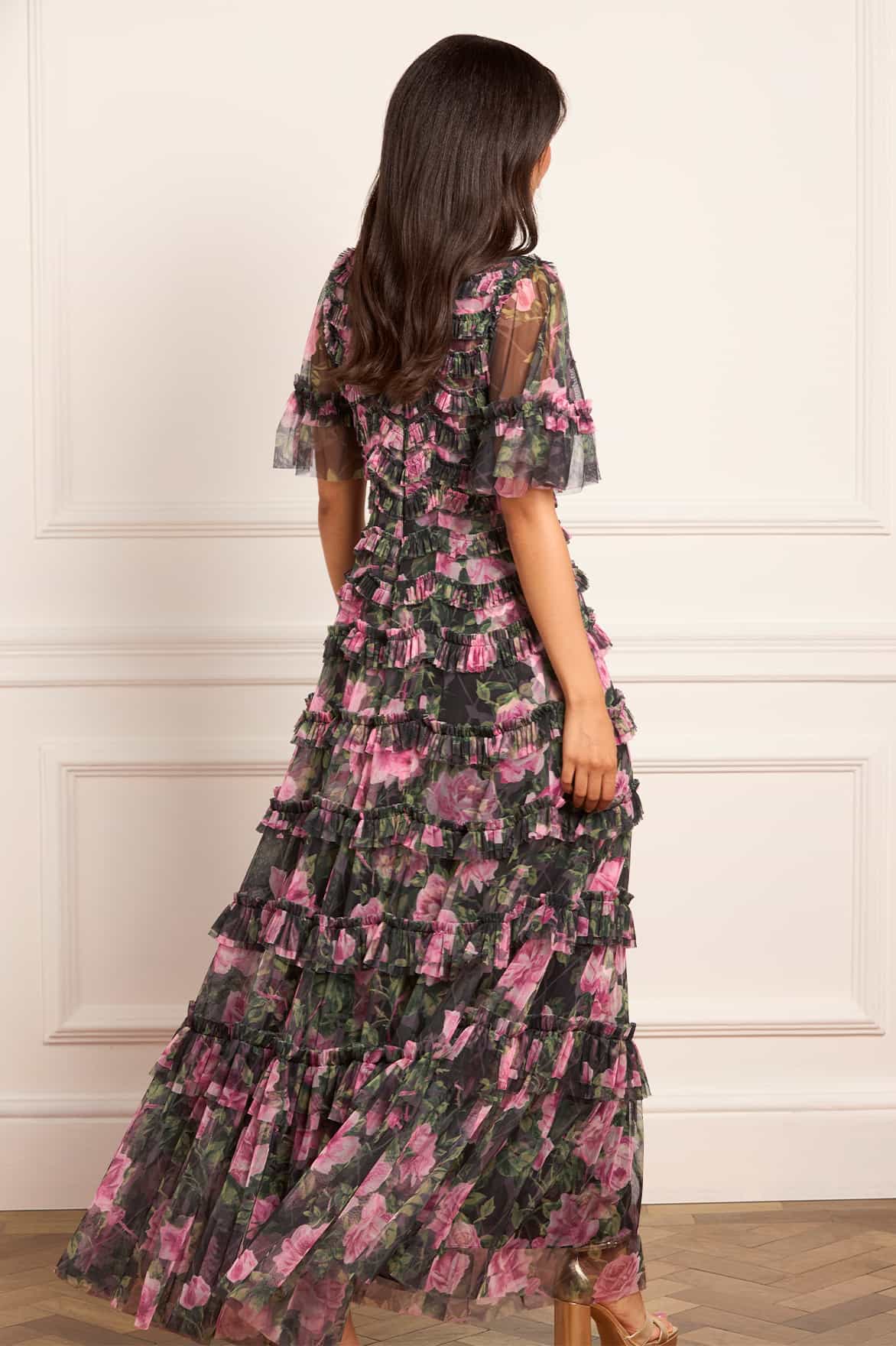Needle & Thread Rose Vine Round Neck Gown suknia Graphite