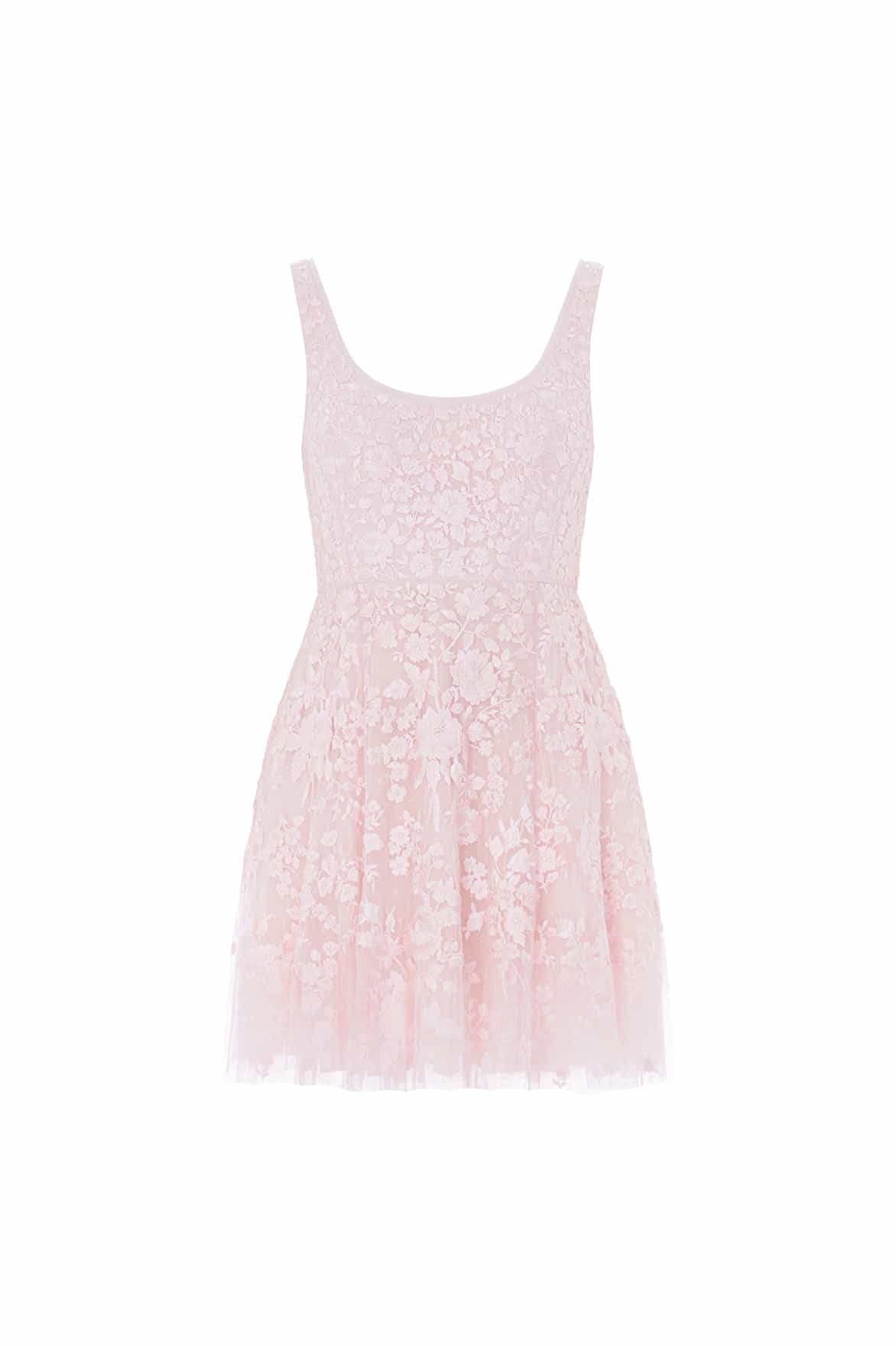 Needle & Thread Rosa sukienka koktajlowa Pink mini haftowana