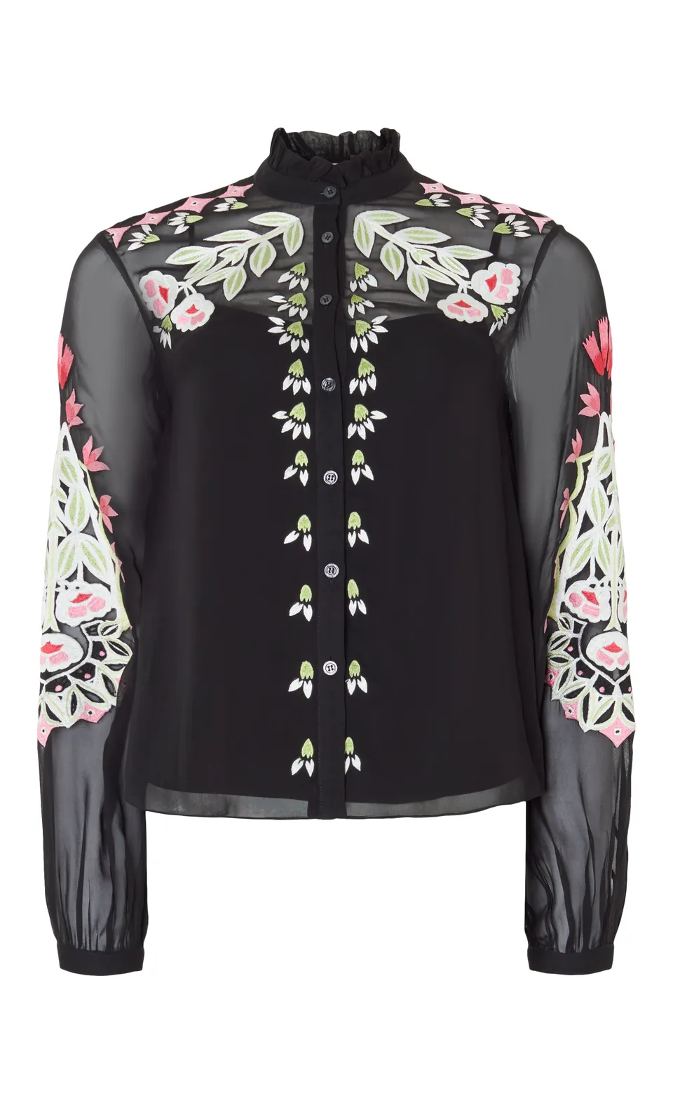 Temperley London Rosalba koszula haftowana czarna szyfon