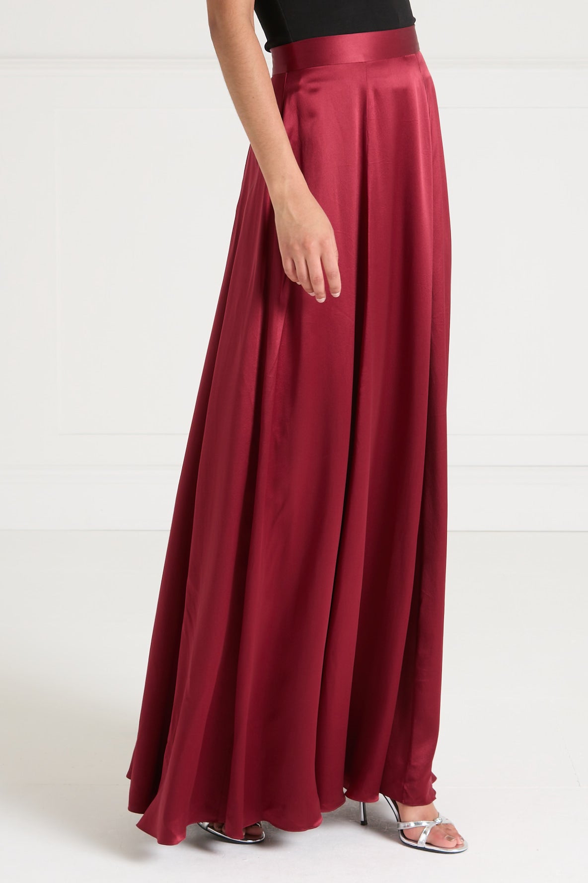 Temperley London Amerie spódnica satynowa bordowa jedwab