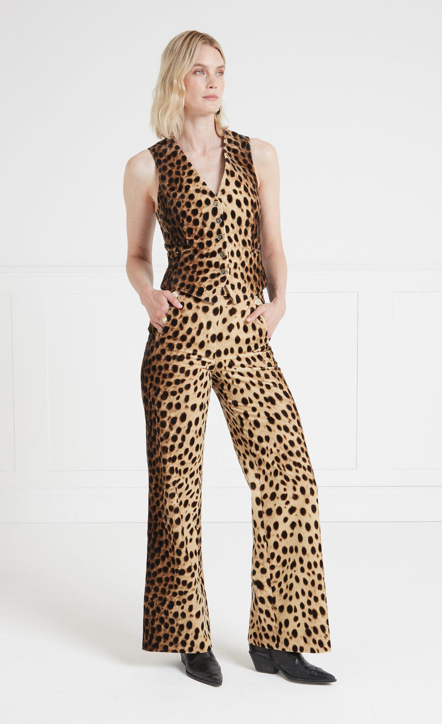Temperley London Nemera spodnie welurowe leopard