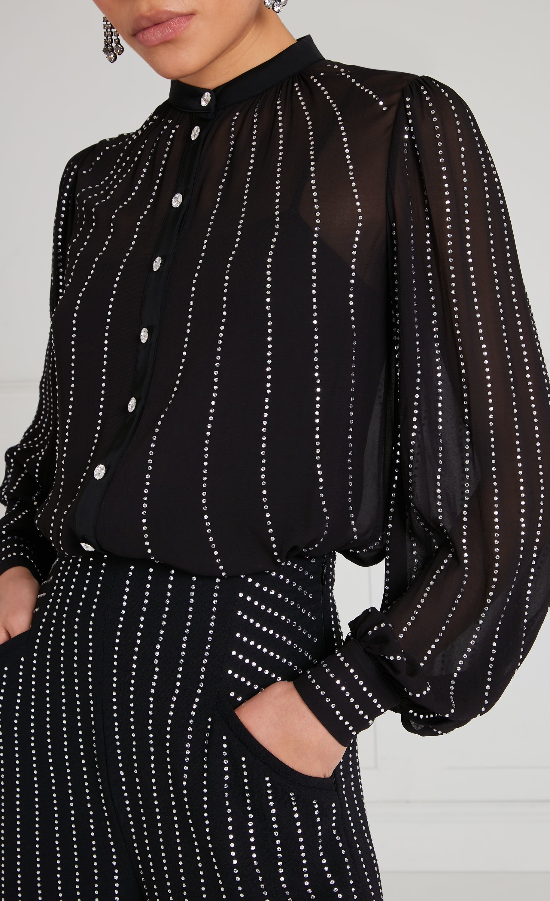 Temperley London Villanelle koszula czarna z cyrkoniami