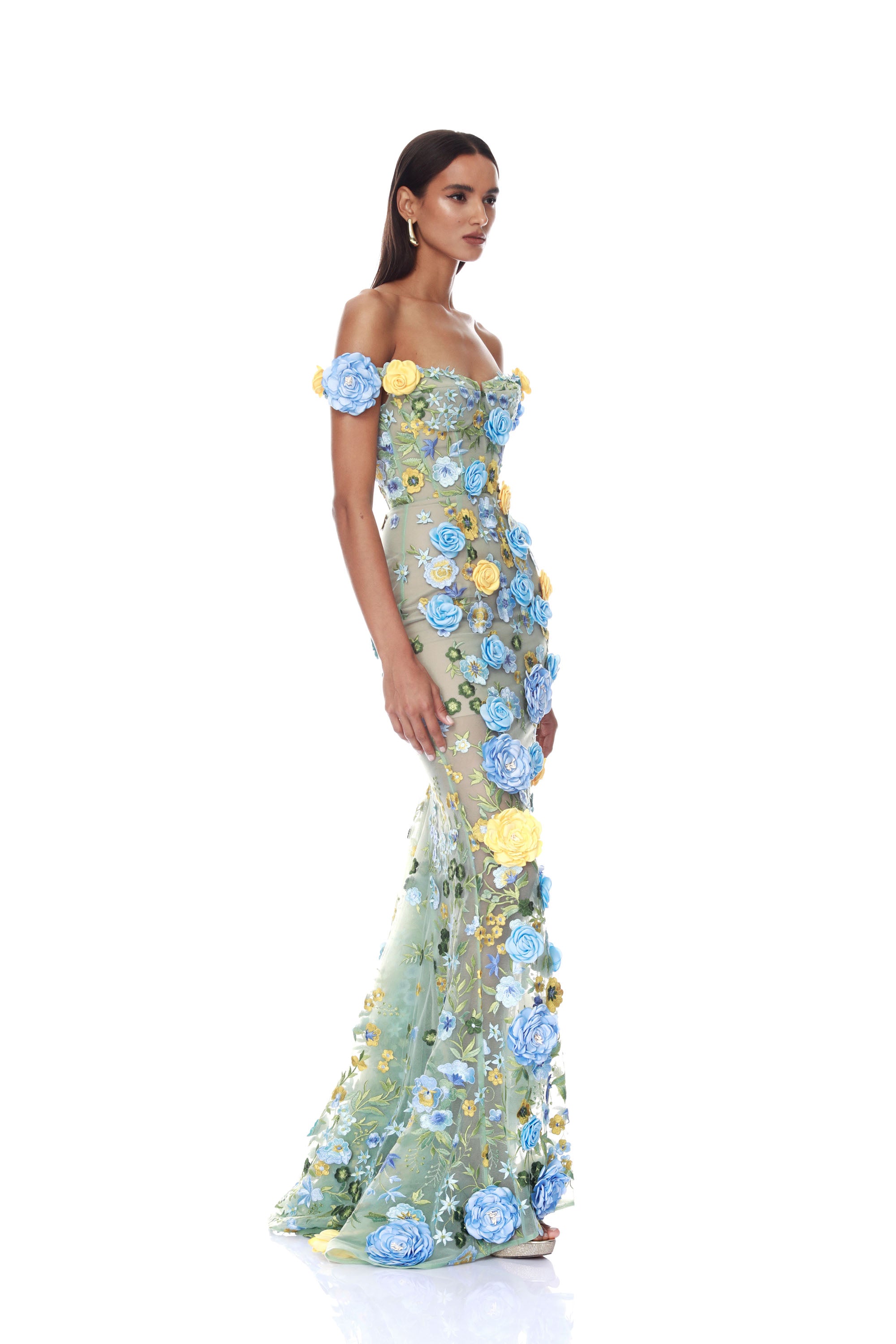 Bronx and Banco Portofino Floral Jasmine suknia niebieska