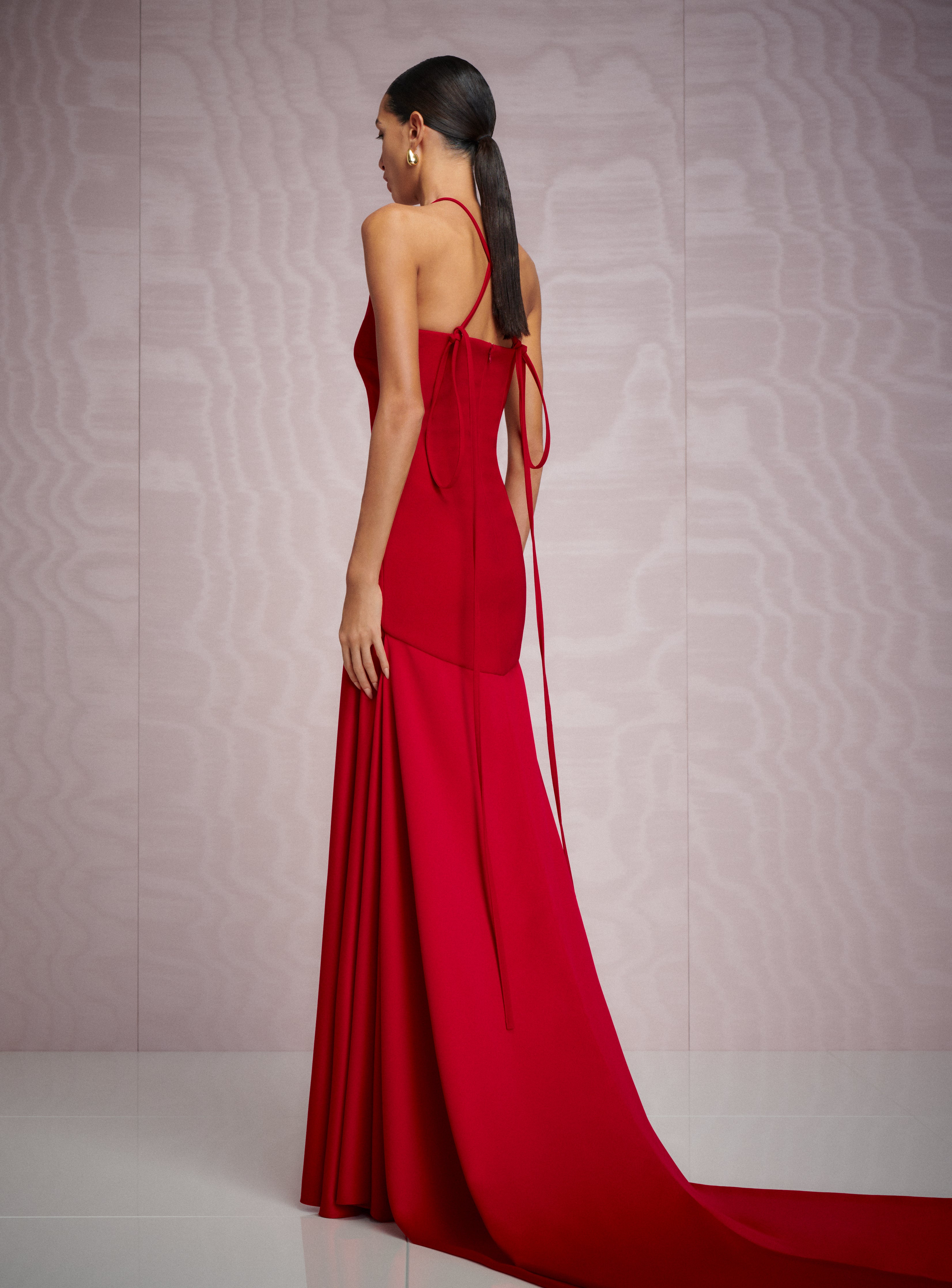 Solace London Florie sukienka maxi czerwona halter