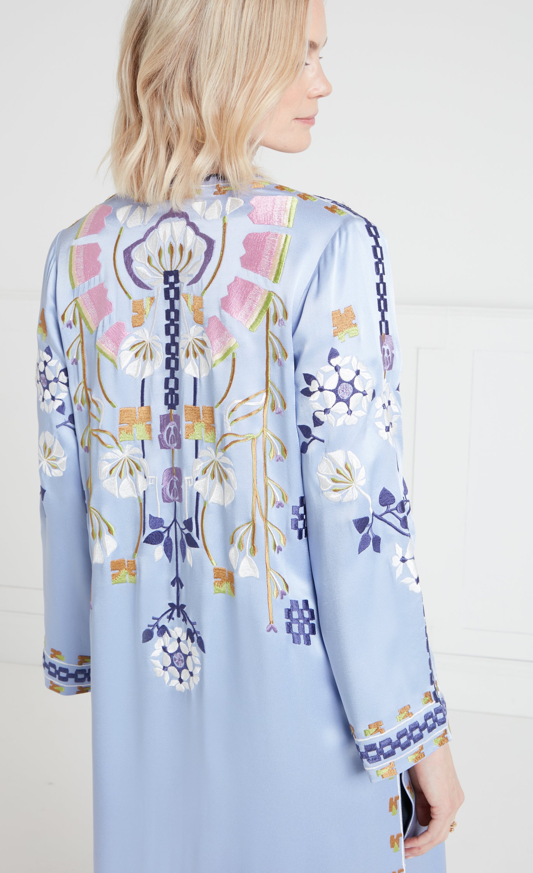 Temperley London Casa Coat płaszcz Blue haftowany