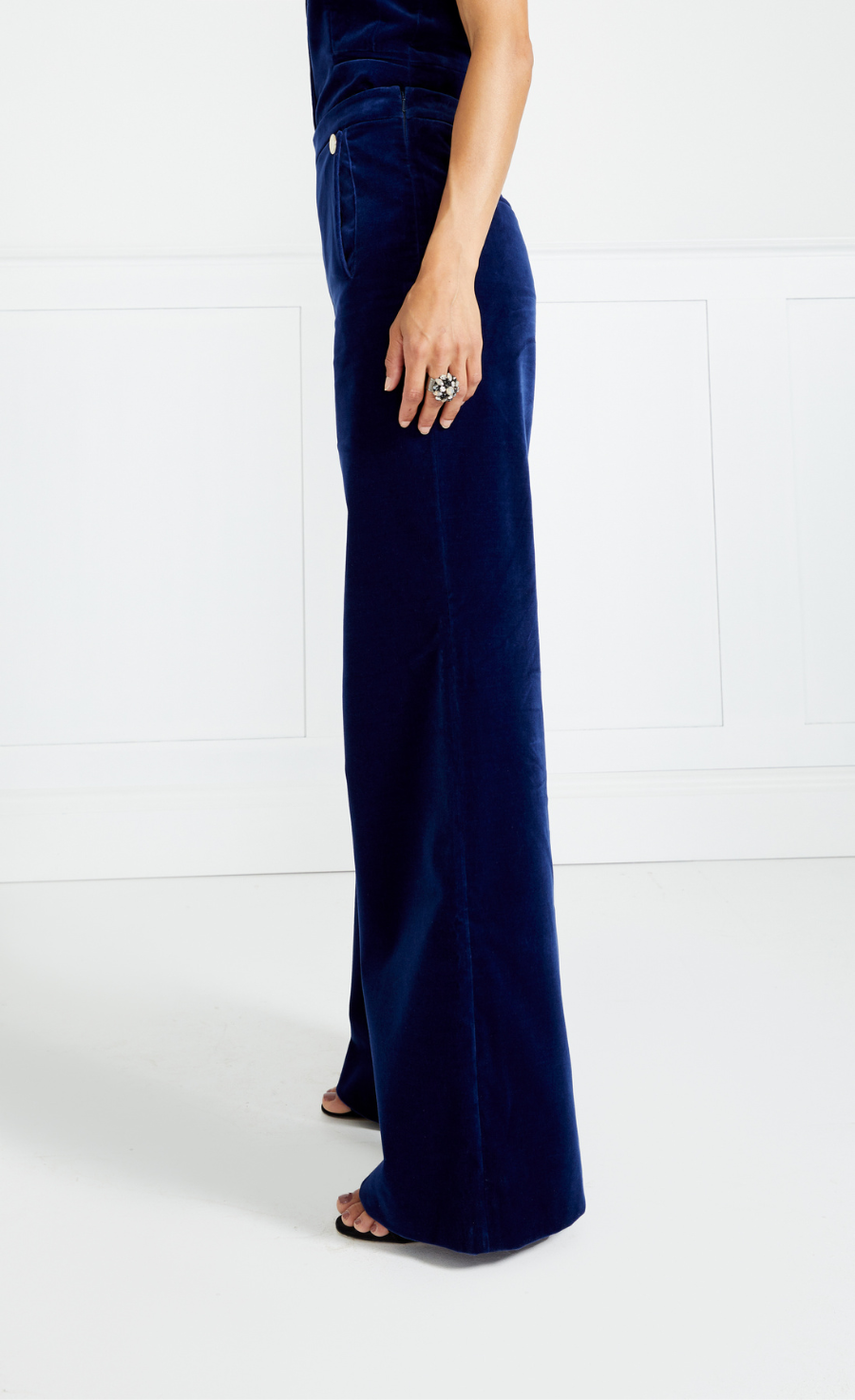Temperley London Clove spodnie welurowe Dark Sapphire