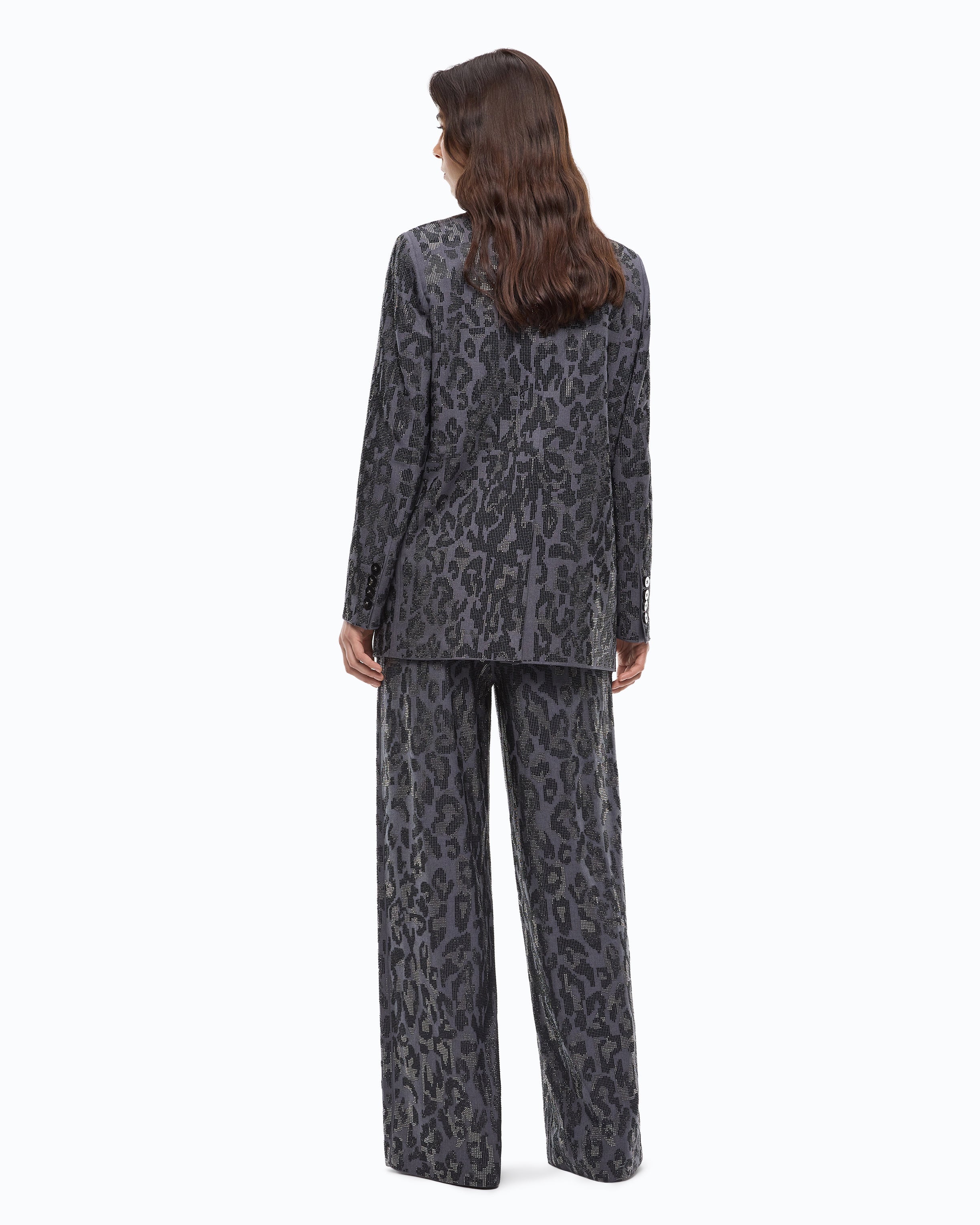 Pinko Jeep Pants spodnie wide leg szare maculato