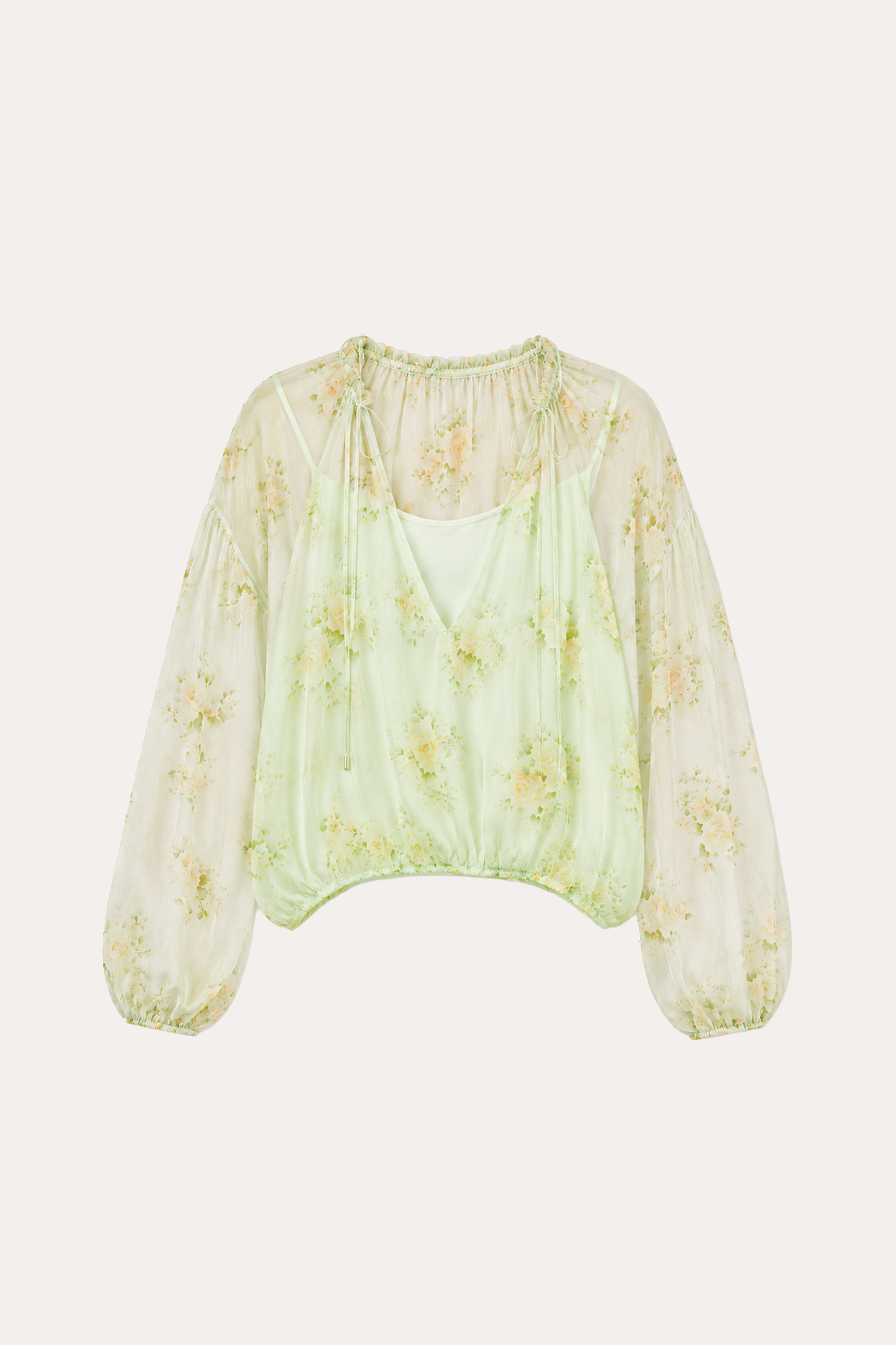 Elie Tahari Messa bluzka szyfonowa Petal Fade balonowy rękaw