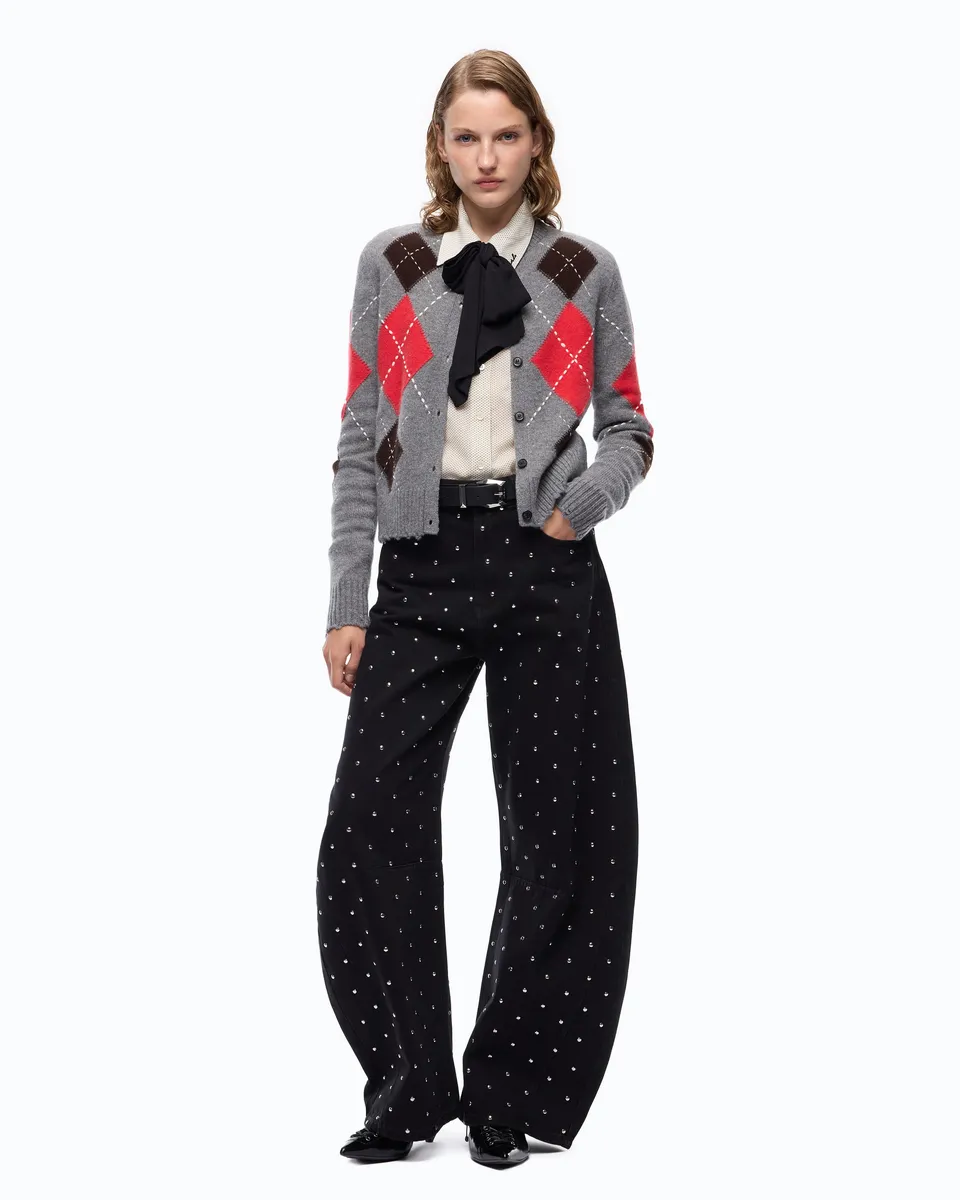 Pinko Emma Egg spodnie barrel jeans czarne z ćwiekami