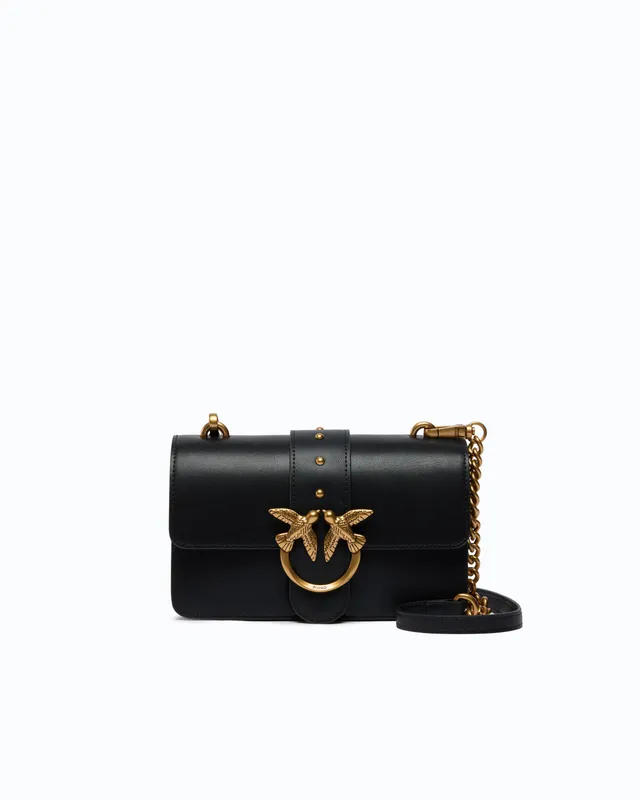 Pinko Love Bag One torebka mini skórzana czarna