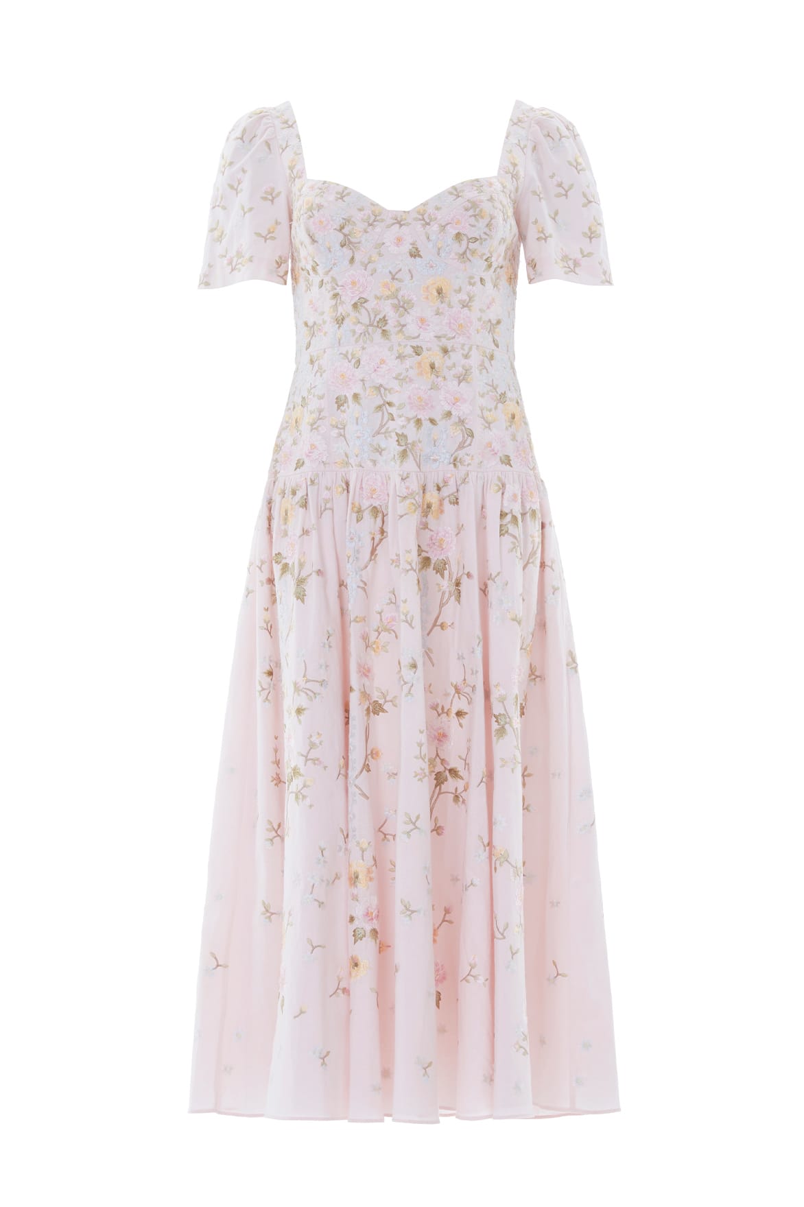 Needle & Thread Garden Rose Linen Ballerina sukienka różowa