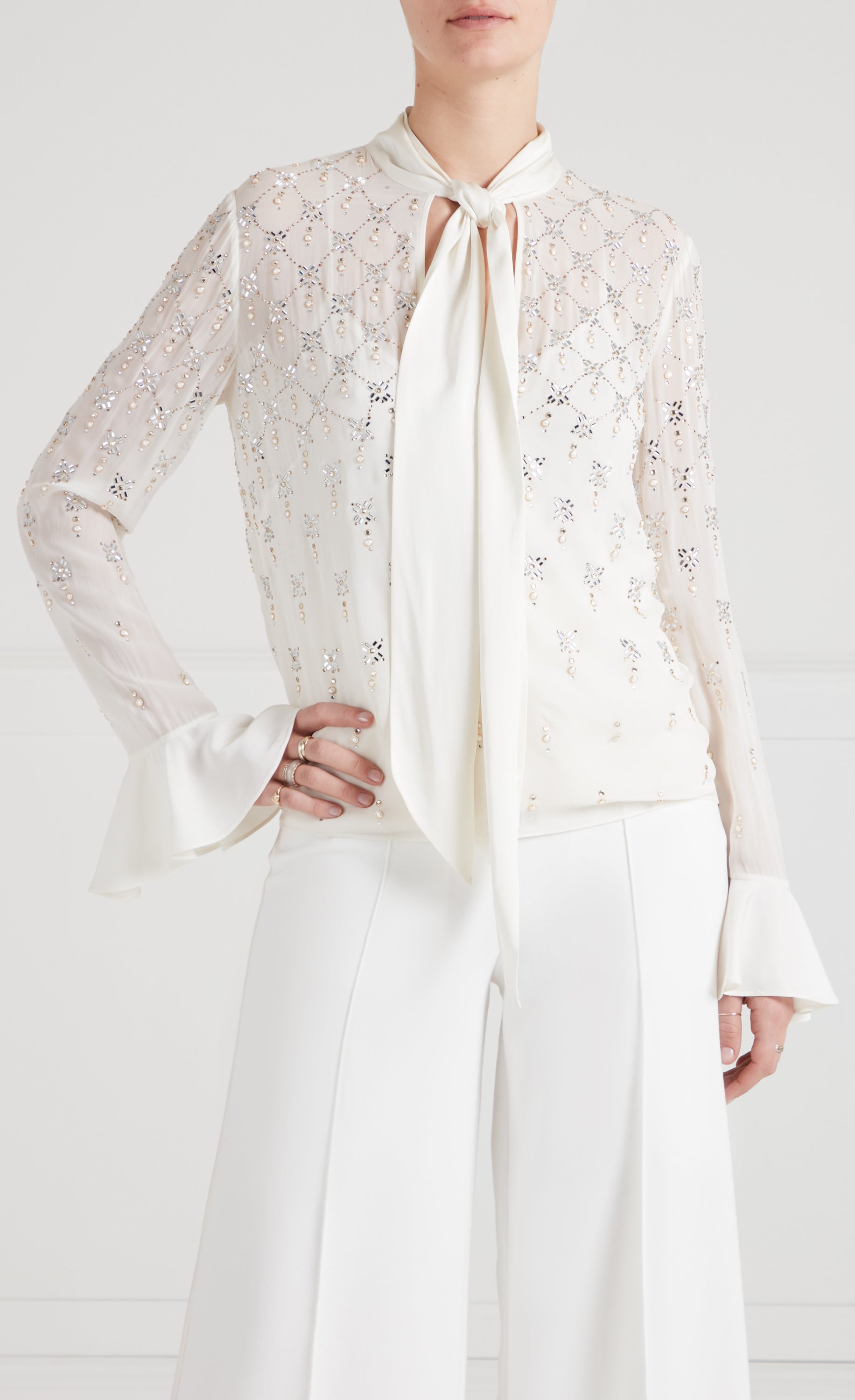 Temperley London Gallantry Blouse bluzka Ivory kryształki