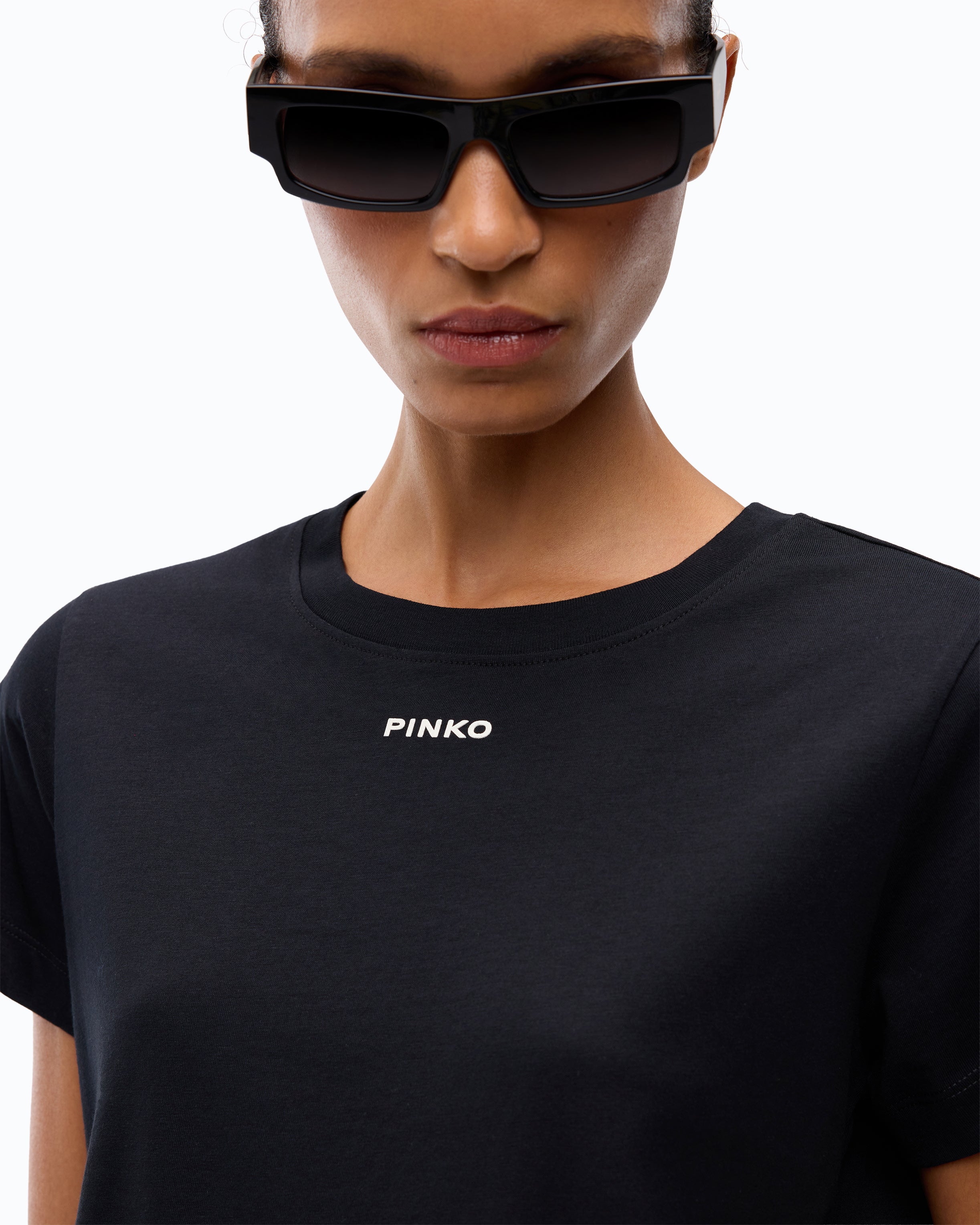Pinko T-shirt bawełniany czarny z logo