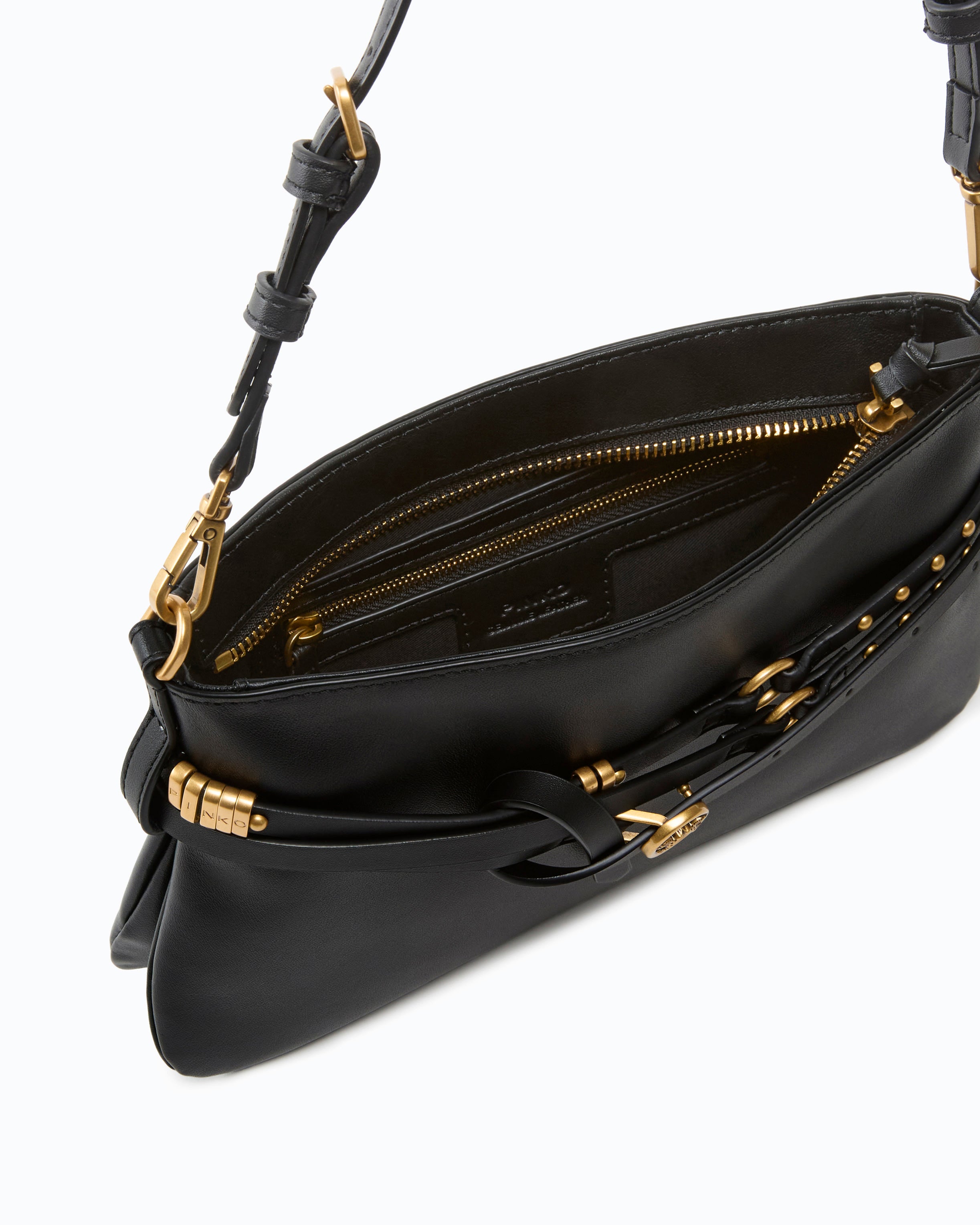 Pinko Belt Bag Mini torebka skórzana czarna