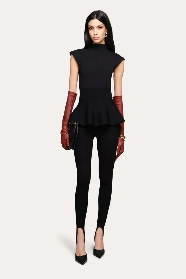 Elie Tahari Siena Milano Sculpt top czarny peplum