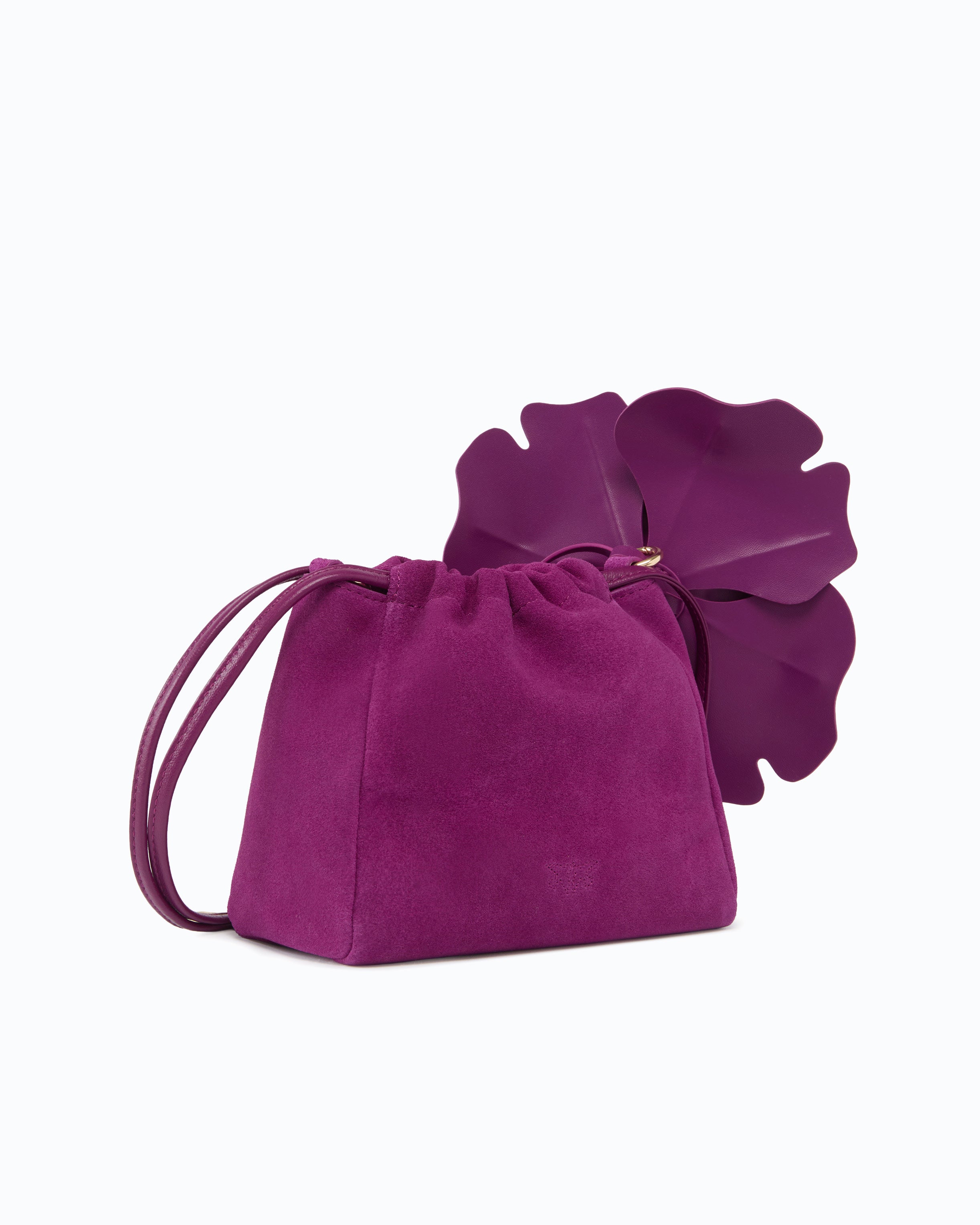 Pinko Pouch Flower torebka zamszowa U z kwiatem