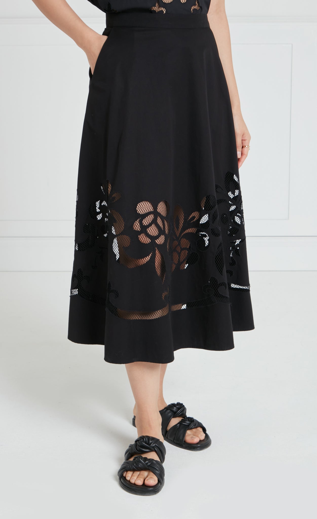 Temperley London Nelle spódnica midi czarna bawełniana