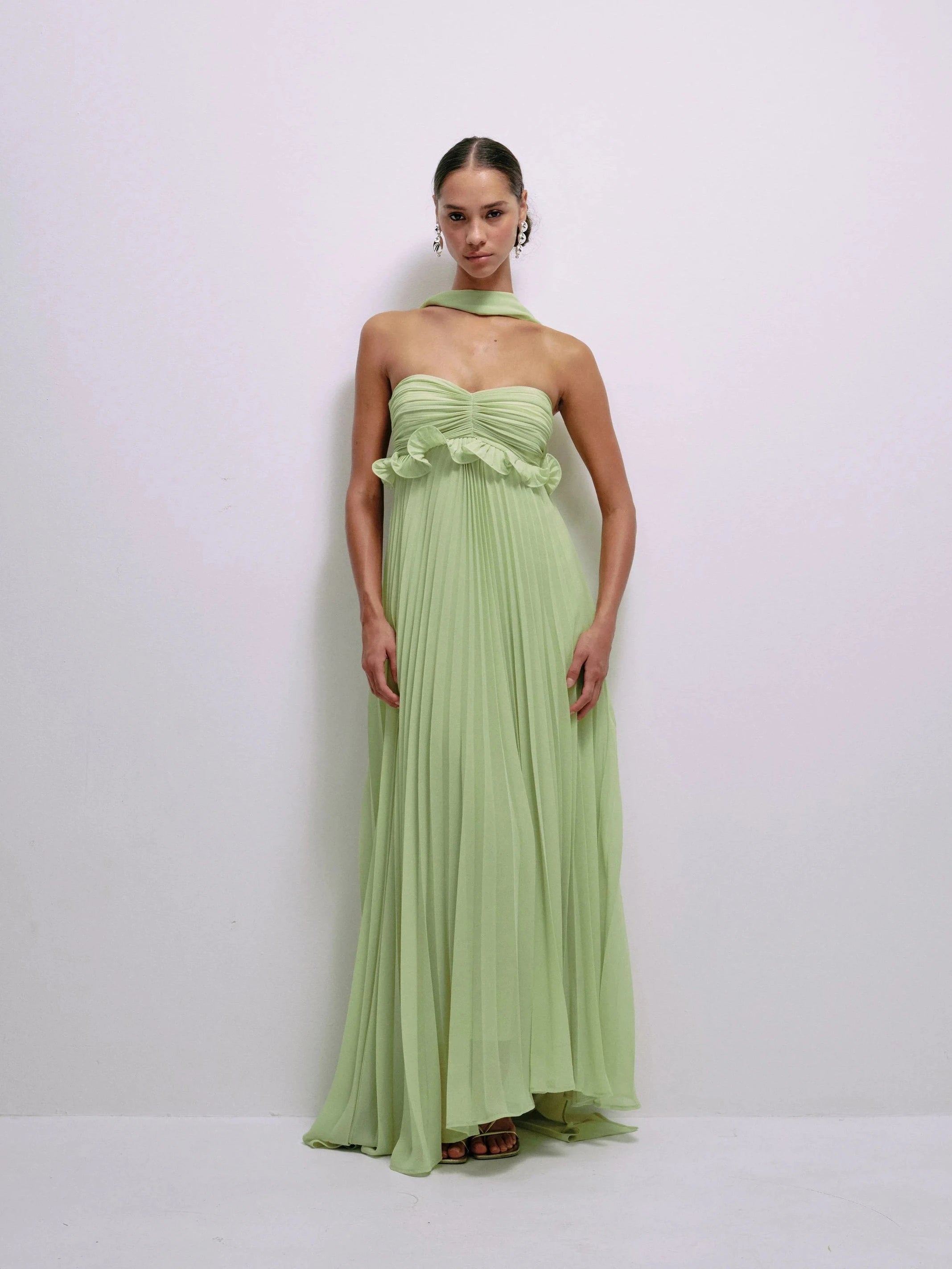 Delfi Collective Diana sukienka Lime plisowana