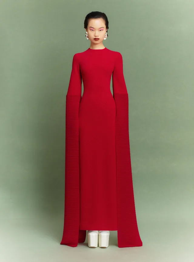 Solace London Naomi sukienka wieczorowa maxi rubinowa