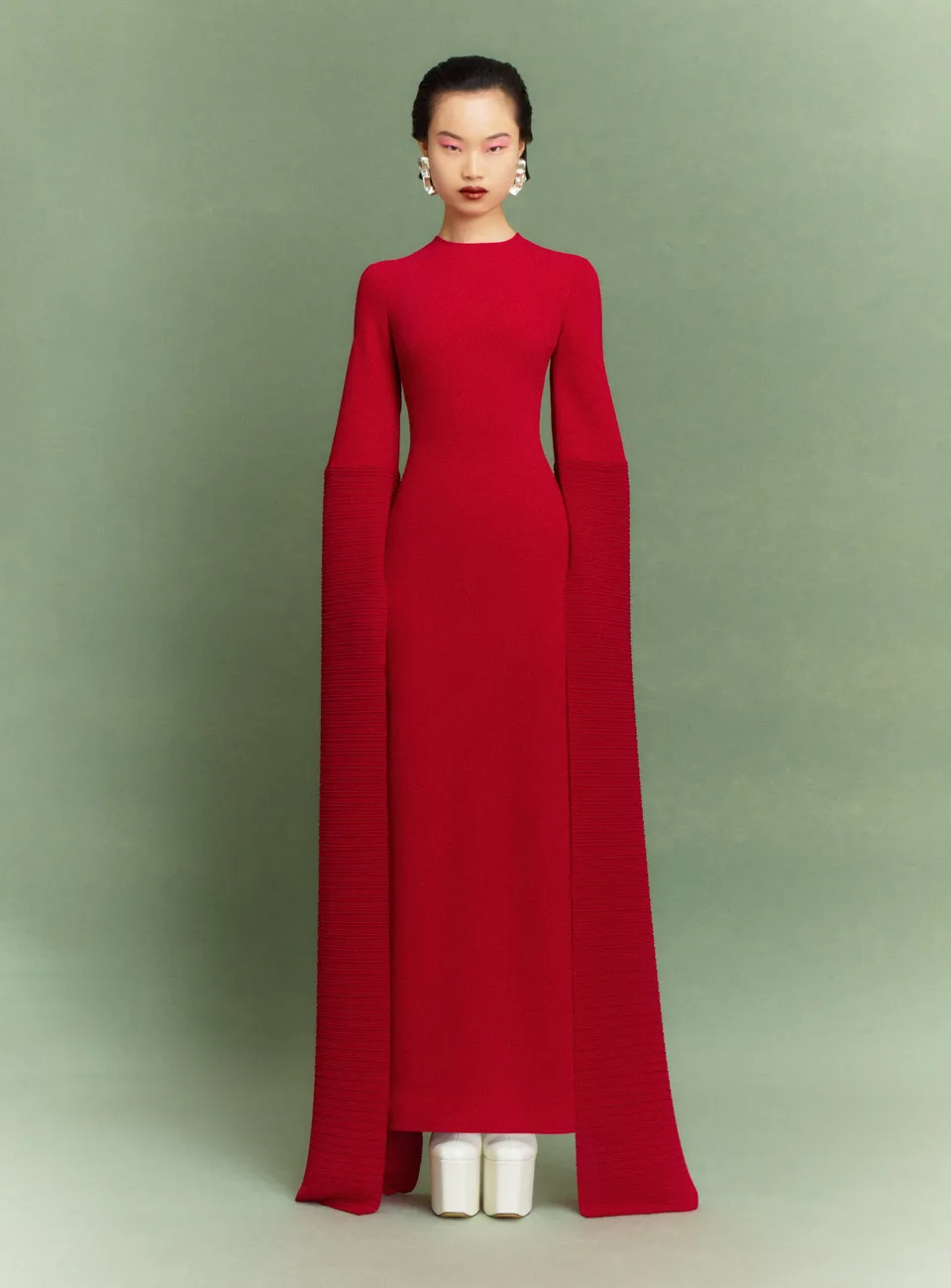 Solace London Naomi sukienka wieczorowa maxi rubinowa