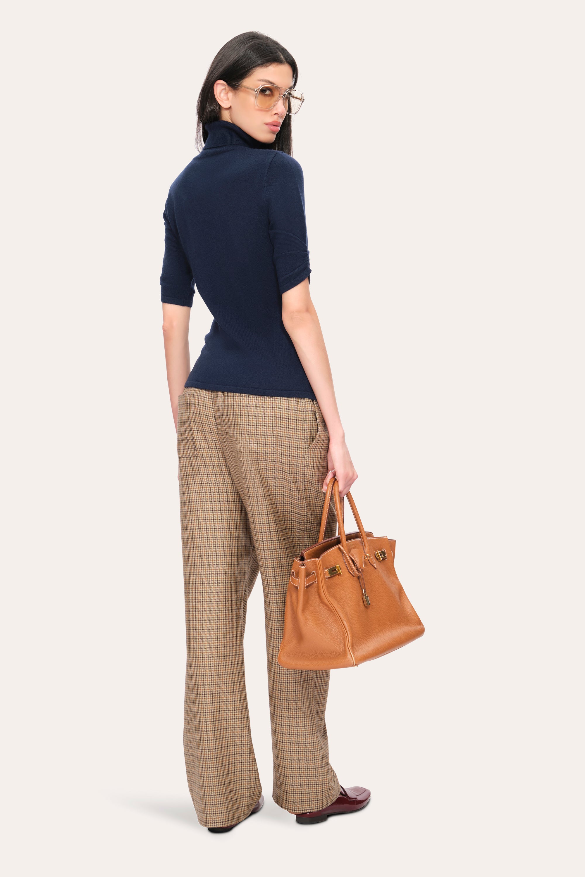 Elie Tahari Cash-Wool sweter golf midnight kaszmir