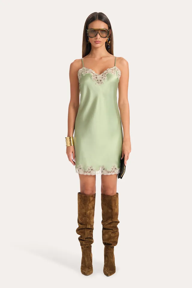 Elie Tahari Bria Slip Dress sukienka Sage Mist jedwabna