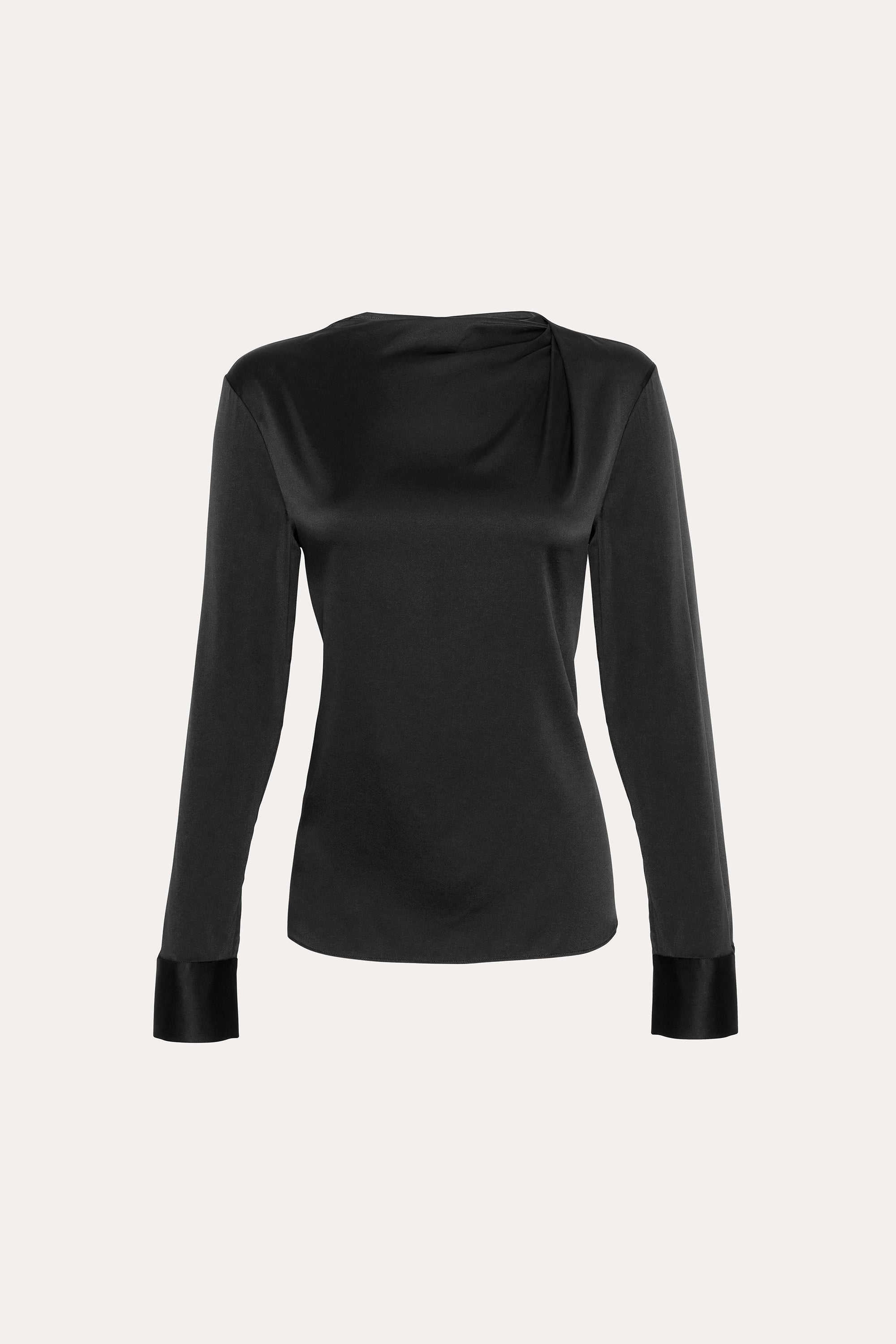 Elie Tahari Silk Draped Top bluzka jedwabna Black