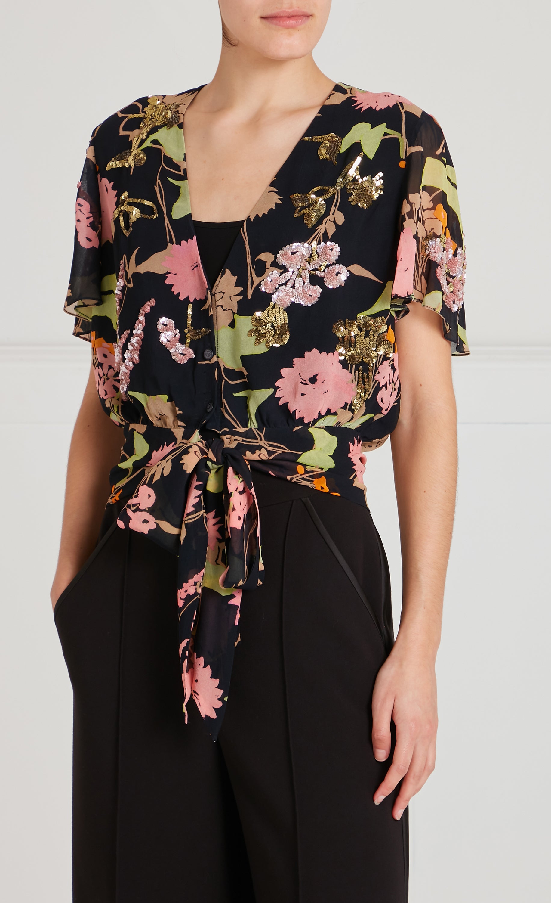 Temperley London Maisie bluzka z cekinami Black Mix