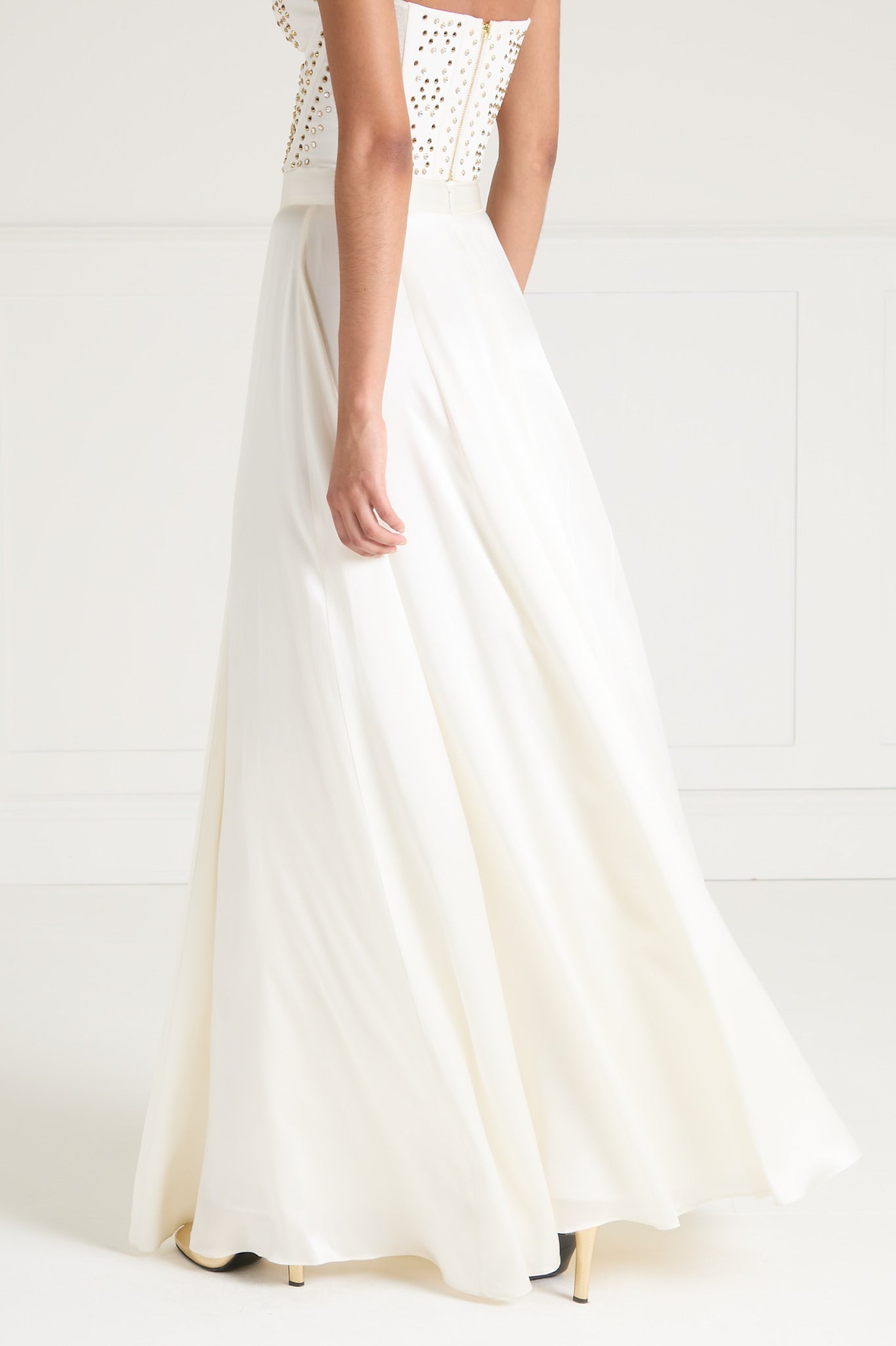Temperley London Amerie spódnica satynowa ivory długa