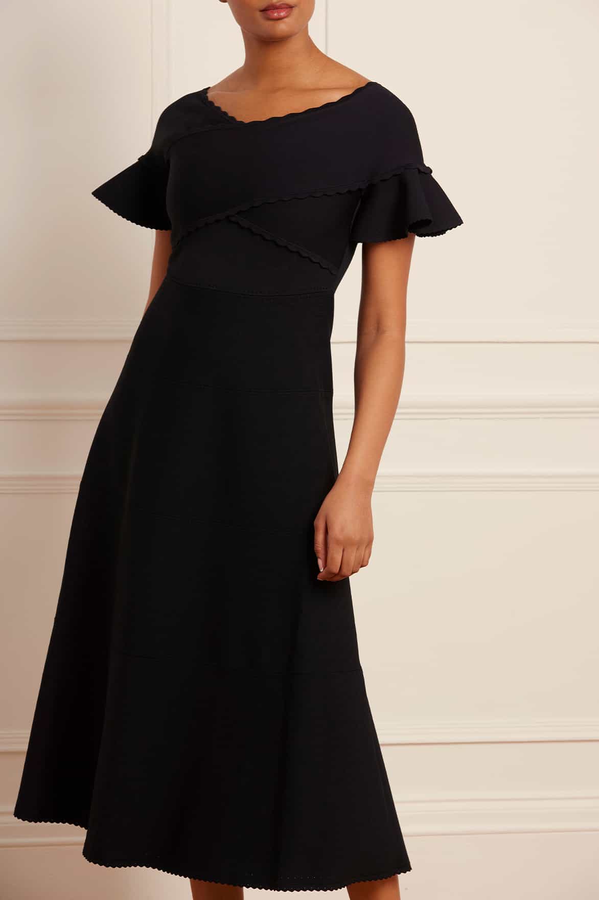 Needle & Thread Wrap Front Knit Gown suknia czarna dzianinowa