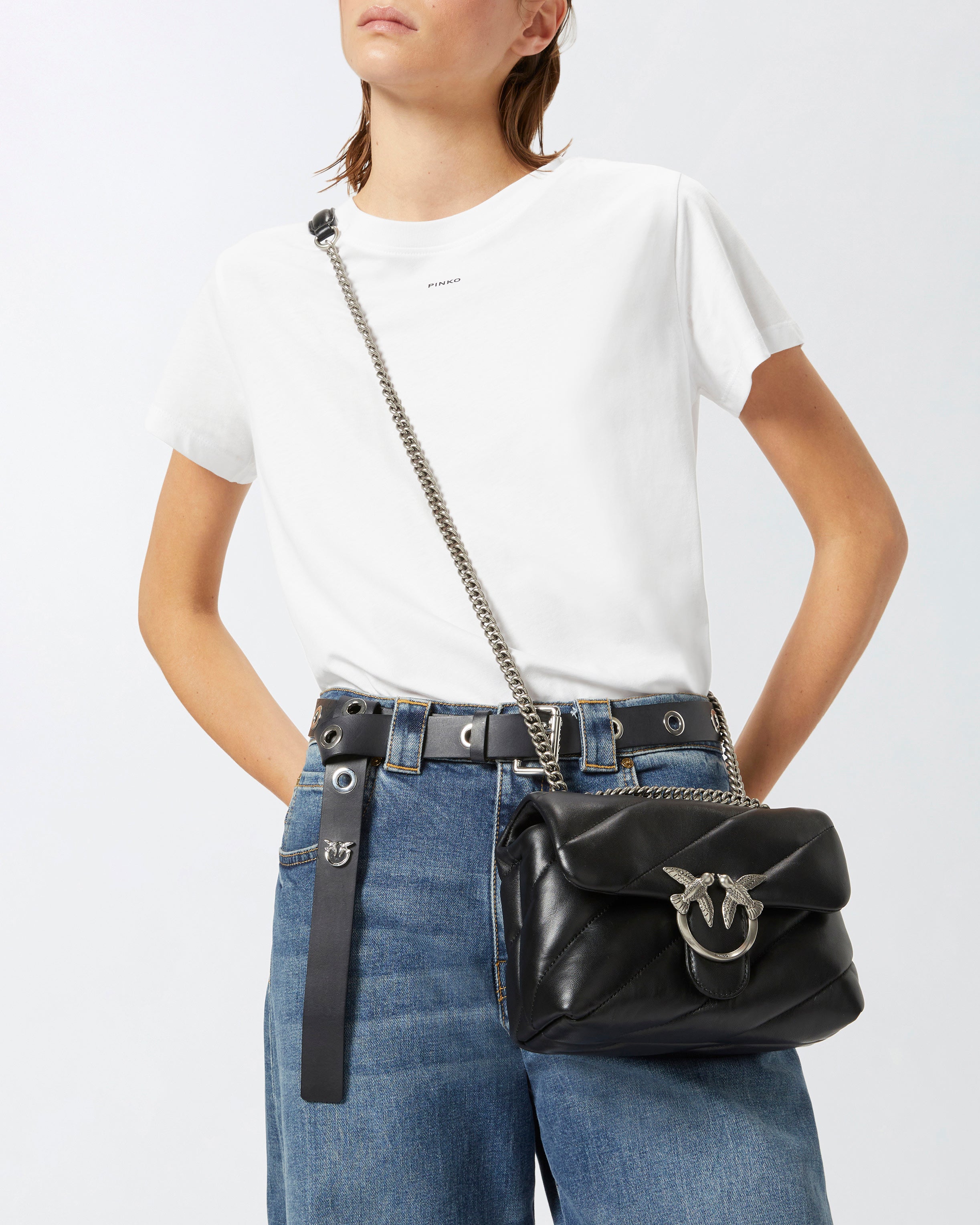 Pinko Mini Love Bag Puff torebka czarna nappa