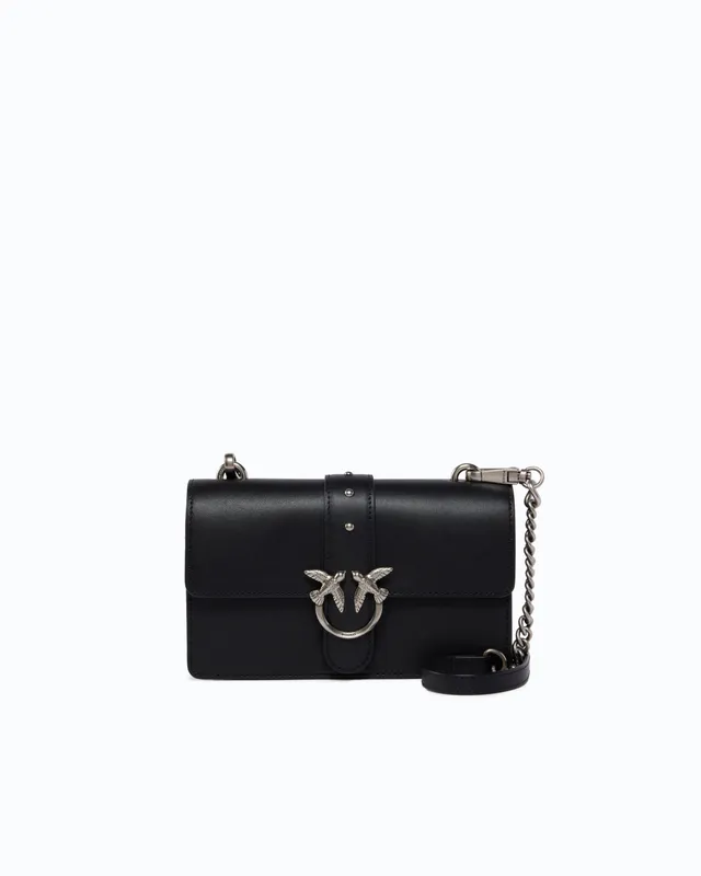 Pinko Love Bag One torebka skórzana czarna mała