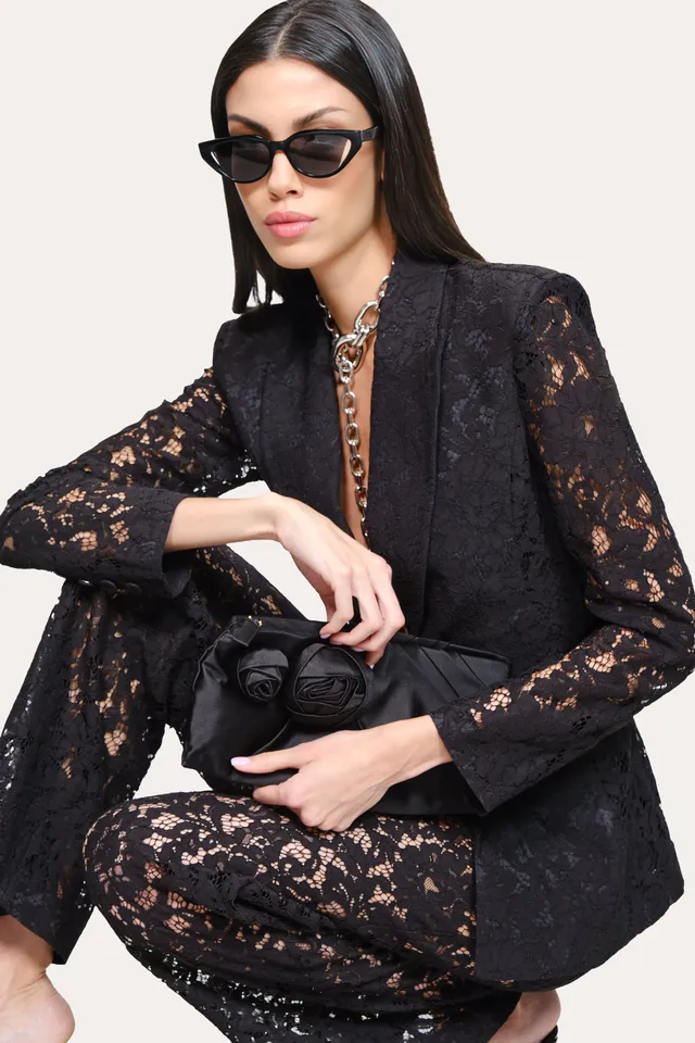 Elie Tahari Fleur Lace Blazer marynarka czarna koronka