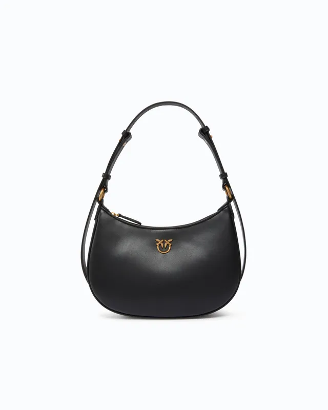 Pinko Mini Love Bag Half Moon torebka skórzana czarna
