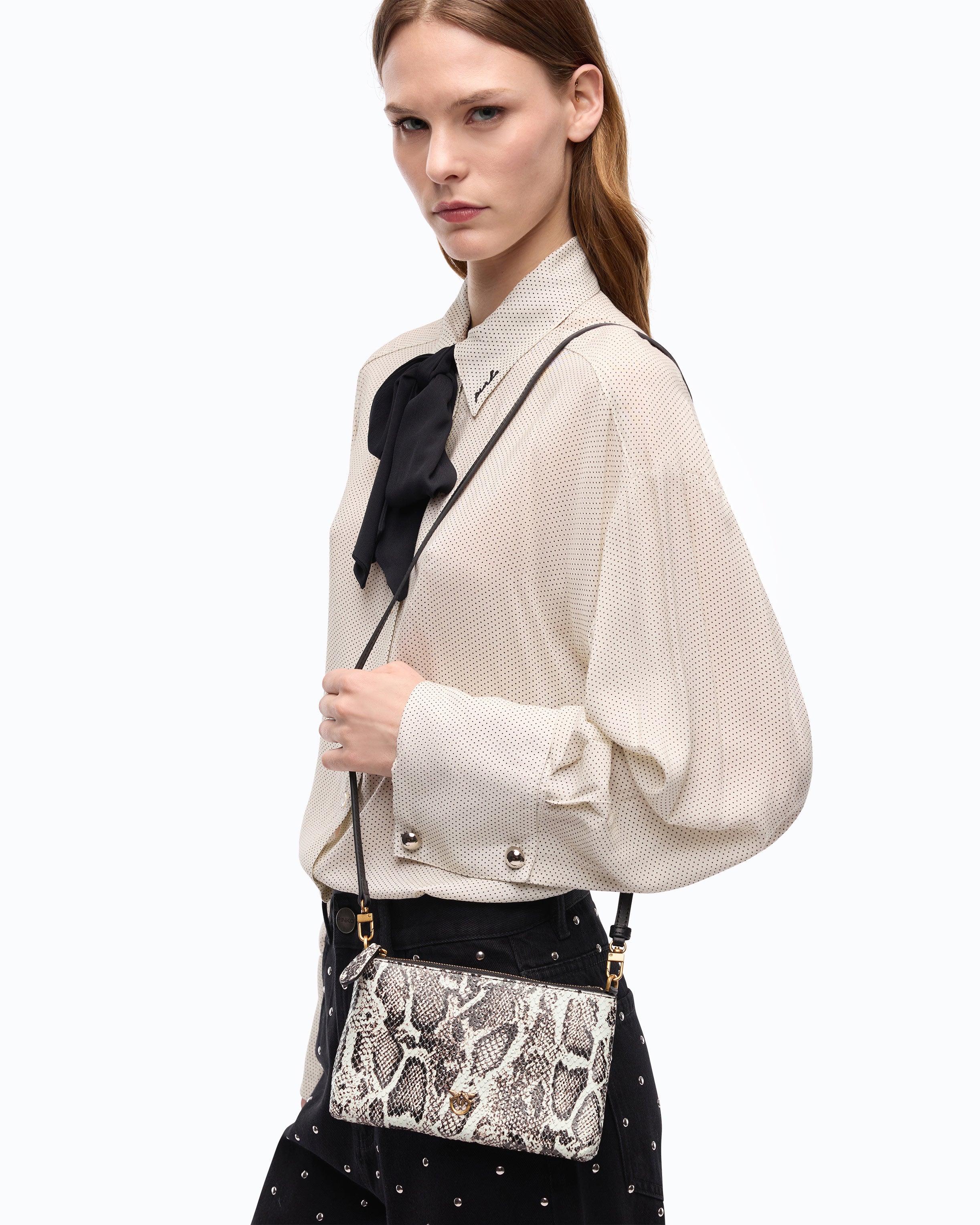 Pinko Mini Flat Horizontal kopertówka pyton